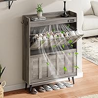 Vista 1 de ChooChoo Shoe Storage Cabinet with 2 Flip Drawers, Deodorizing Shoe Organizer Storage for Entryway, Freestanding Hidden Slim Narrow Shoe Rack