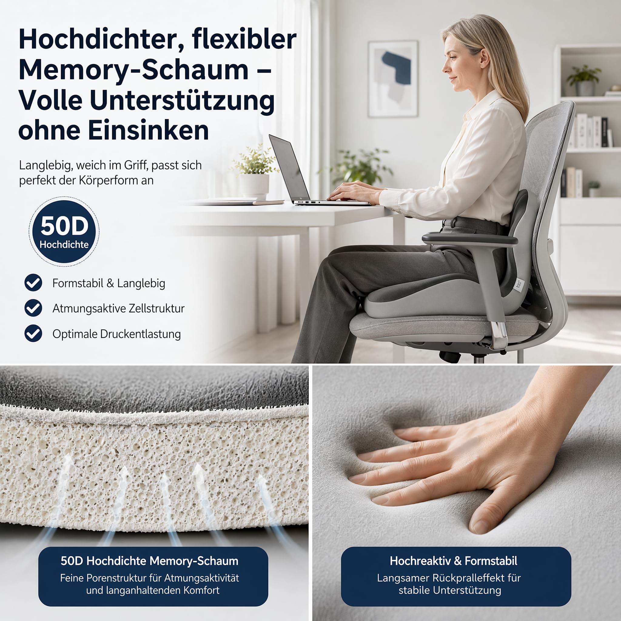 Jadyon Coussin Ergonomique Assise, Coussin Coccyx, Coussin Chaise Bureau | Coussin Siege Voiture avec Soutien Lombaire et Ouverture Aérée pour Chaise Bureau, Siège de Voiture, Tilisation à La Maison