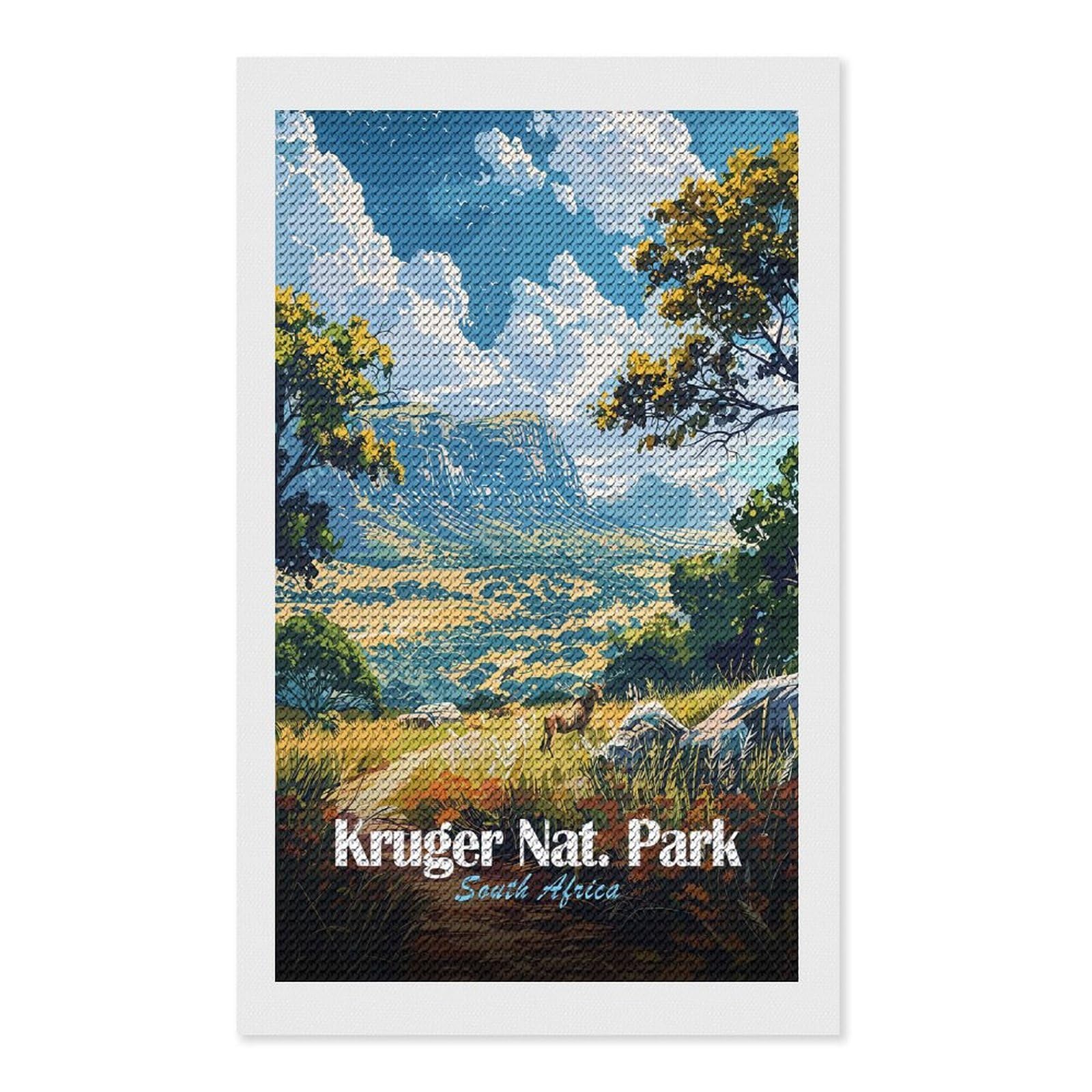 Junmoney Kruger National Park, South Africa Diamond Painting Kit 12"x20", Easy Handmade Project, Cosy Home Accent, for Craft Lovers, Holiday Gift Idea