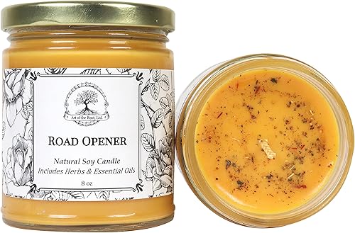 Art of the Root - Vela de hechizo para abrir caminos | Hierbas y aceites esenciales, cera de soja natural | Abre Camino | Nuevas oportunidades,