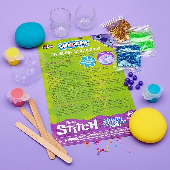 Disney Stitch Slimy Creations Studio, DIY Slime Making Kit with Colorful Confetti Mix-ins for Ages 6 and Up