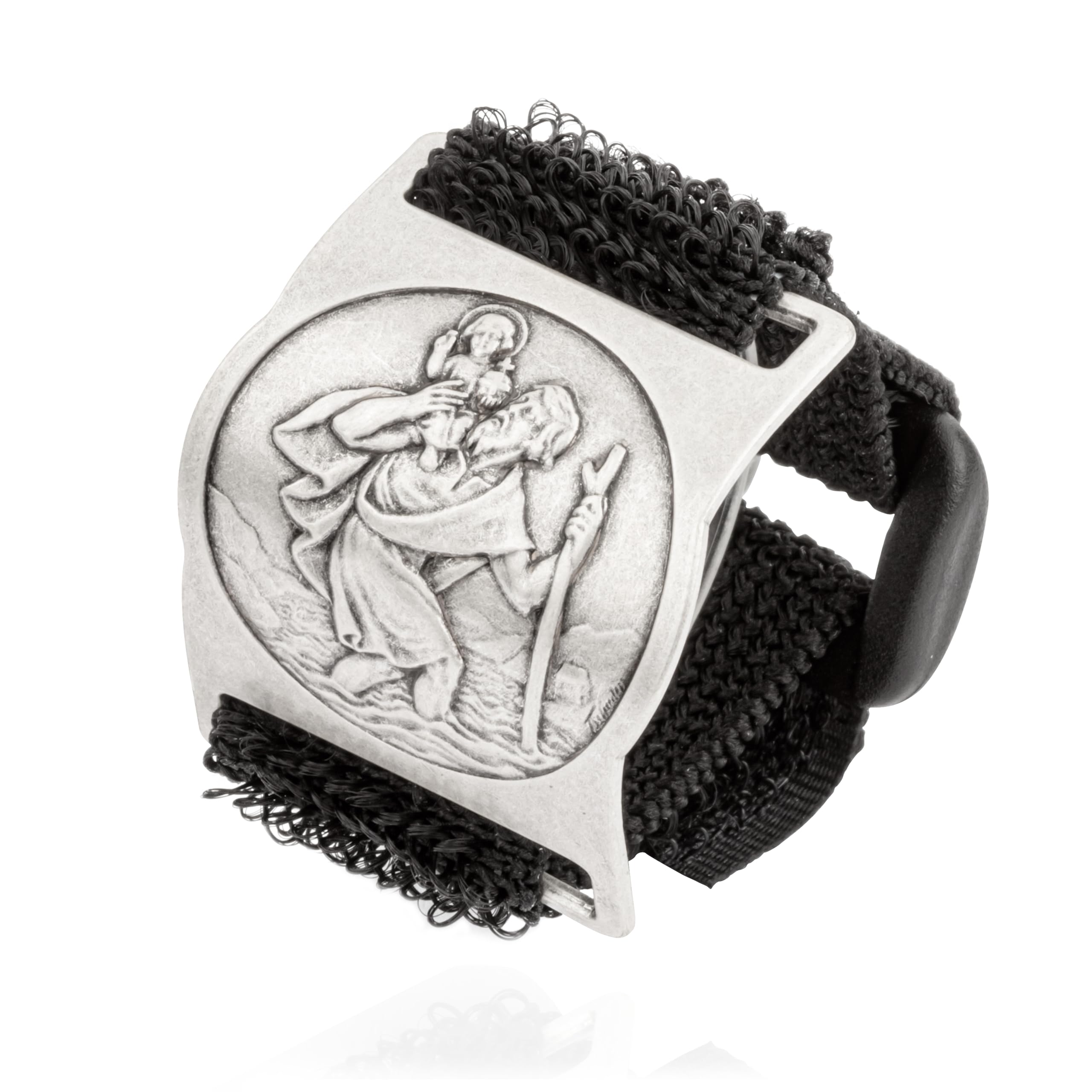 NKlaus Motorrad Plakette Christoporus 2,9cm Schutzpatron der Fahrer Kletthalter dehnbar 11439