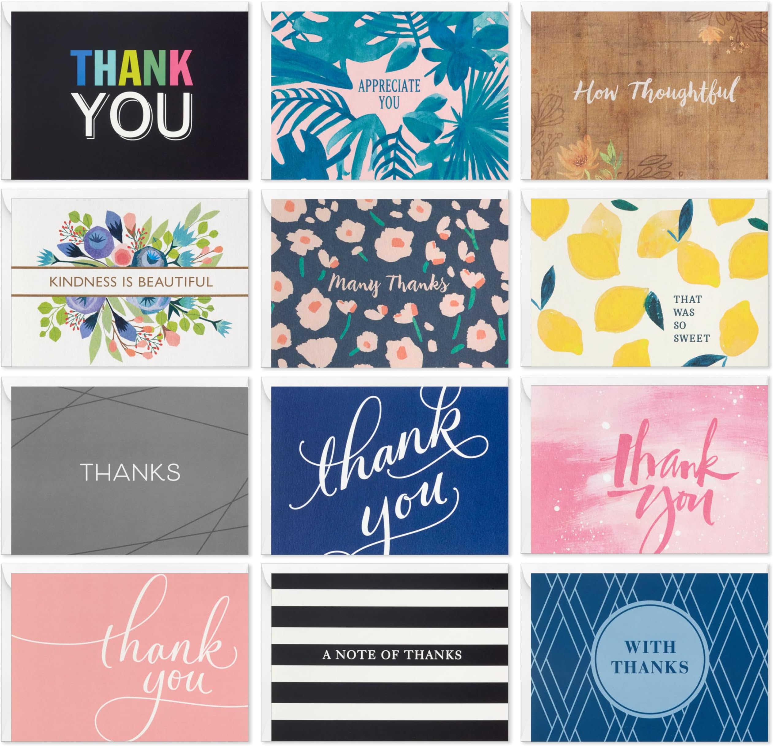 Hallmark Thank You Card Bulk Assortment (48 Blank Cards