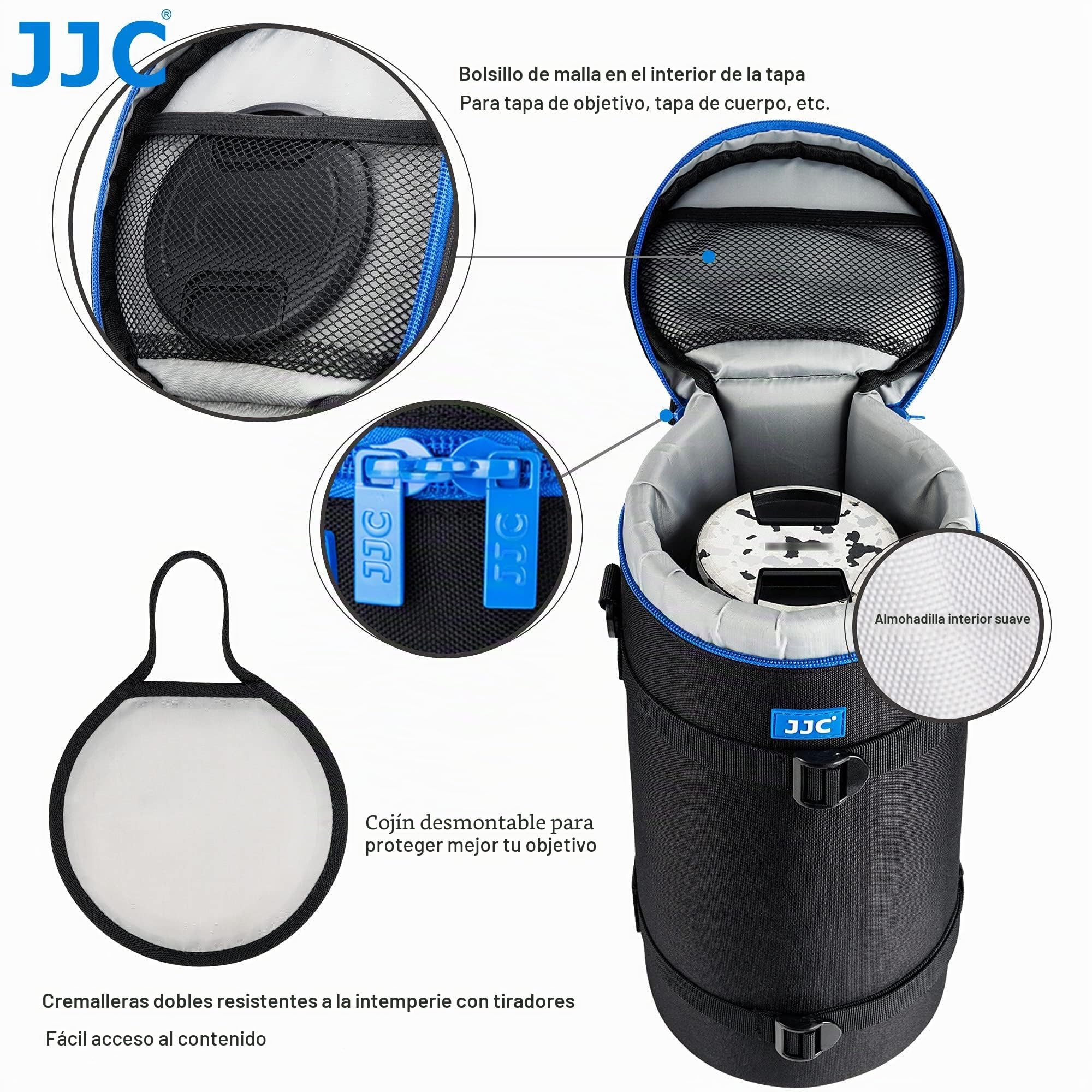 JJC Resistente al Agua Deluxe Funda Protectoras Bolsa con Correa para Sony FE 200-600mm F5.6-6.3G OSS, Nikon Nikkor Z 600mm F6.3 VR S, Z 180-600mm F5.6-6.3 VR Objetivo y Lentes con 140 x 370mm