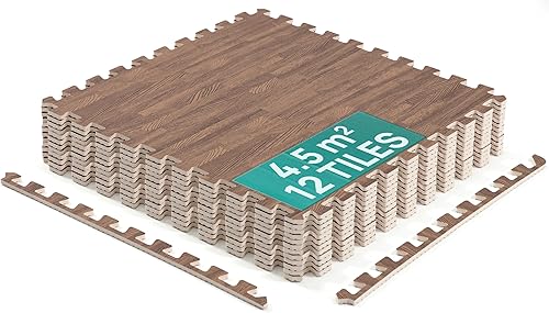 Yes4All Alfombrillas Entrelazadas de EVA, Baldosas de Suelo tipo Rompecabezas, Acolchado de Suelo de Espuma con Borde para Muebles, Espacio del