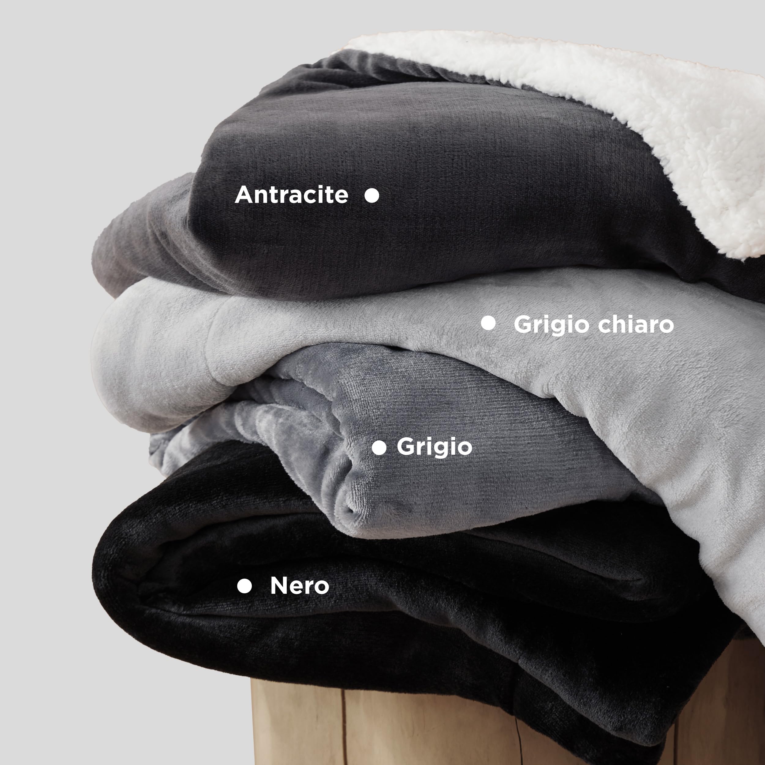 Bedsure Coperta in Pile Sherpa - Plaid Divano e Letto, Coperta Calda Accogliente, Sherpa Extra Spessa Morbida, Coperta Termica Copridivano Matrimoniale, XL 150x200 cm, Grau