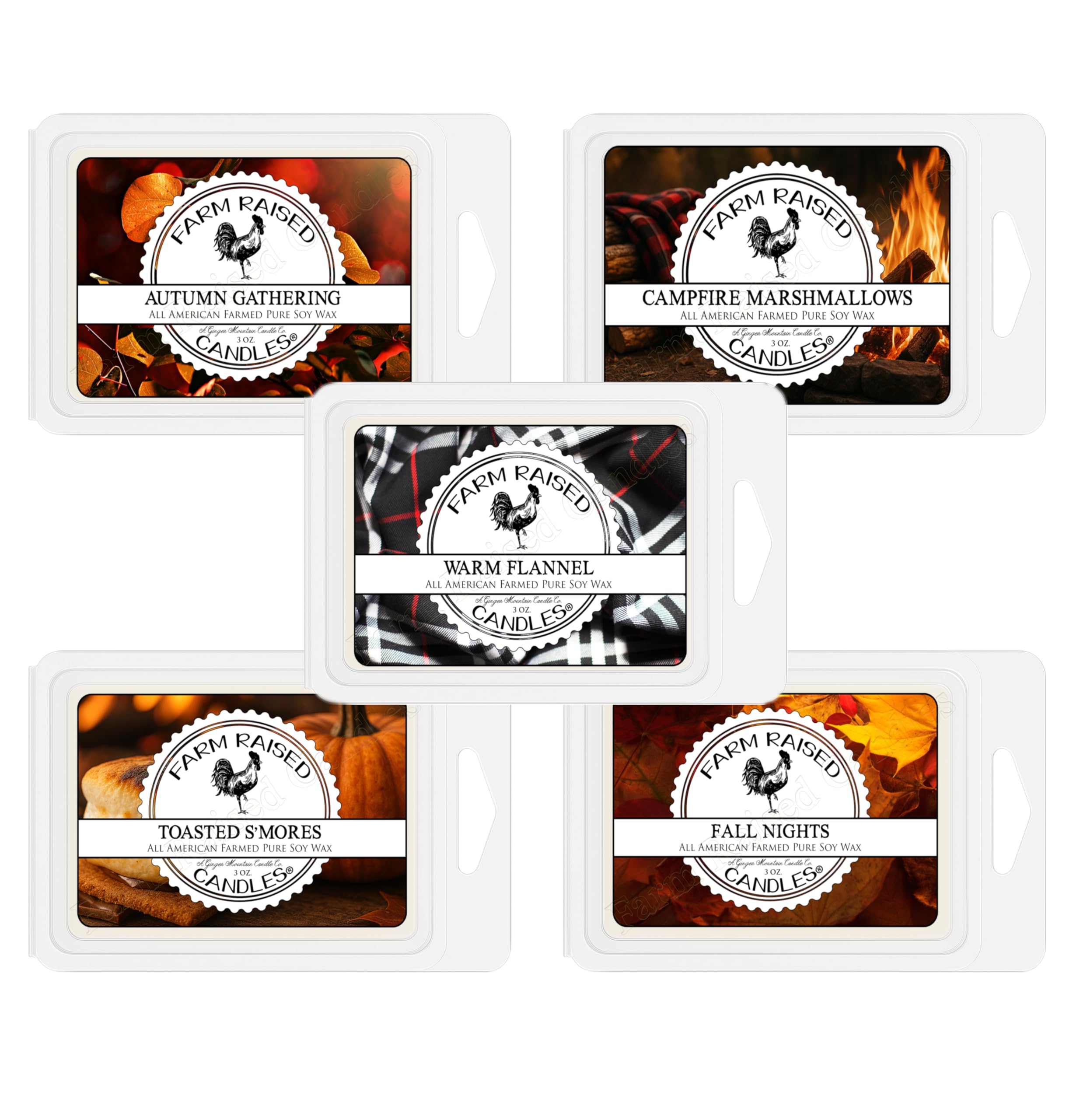 Winter Cozy Soy Wax Melts 5-Pack (16 oz Total) | Campfire Marshmallows, Warm Flannel, Toasted S’Mores, Autumn Gathering, Fall Nights | Fresh Wax Melts