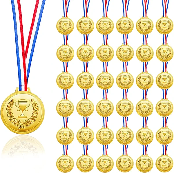 LipLopBest 36 Pcs Gold Award Medals Metal Winner Medals for Award Gold Prizes for Sports Events, Competitions, Party Favors