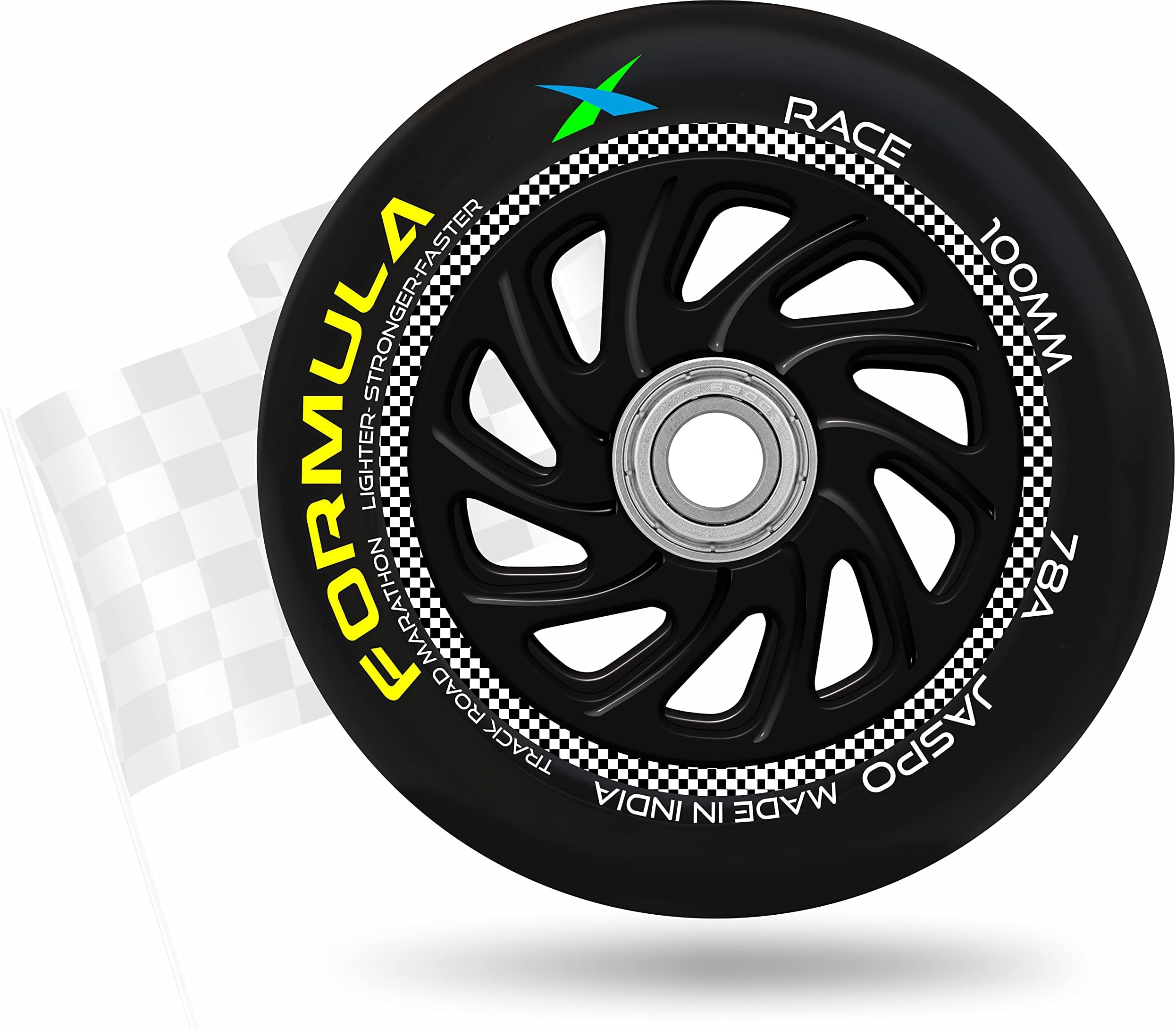 Inline PU Wheels 72mm/100mm - Skate, Roller Blade, Waveboard, Luggage Wheels for Training/Replacement (Formula 100 Mm, Pack of 1), Mother of Pearl