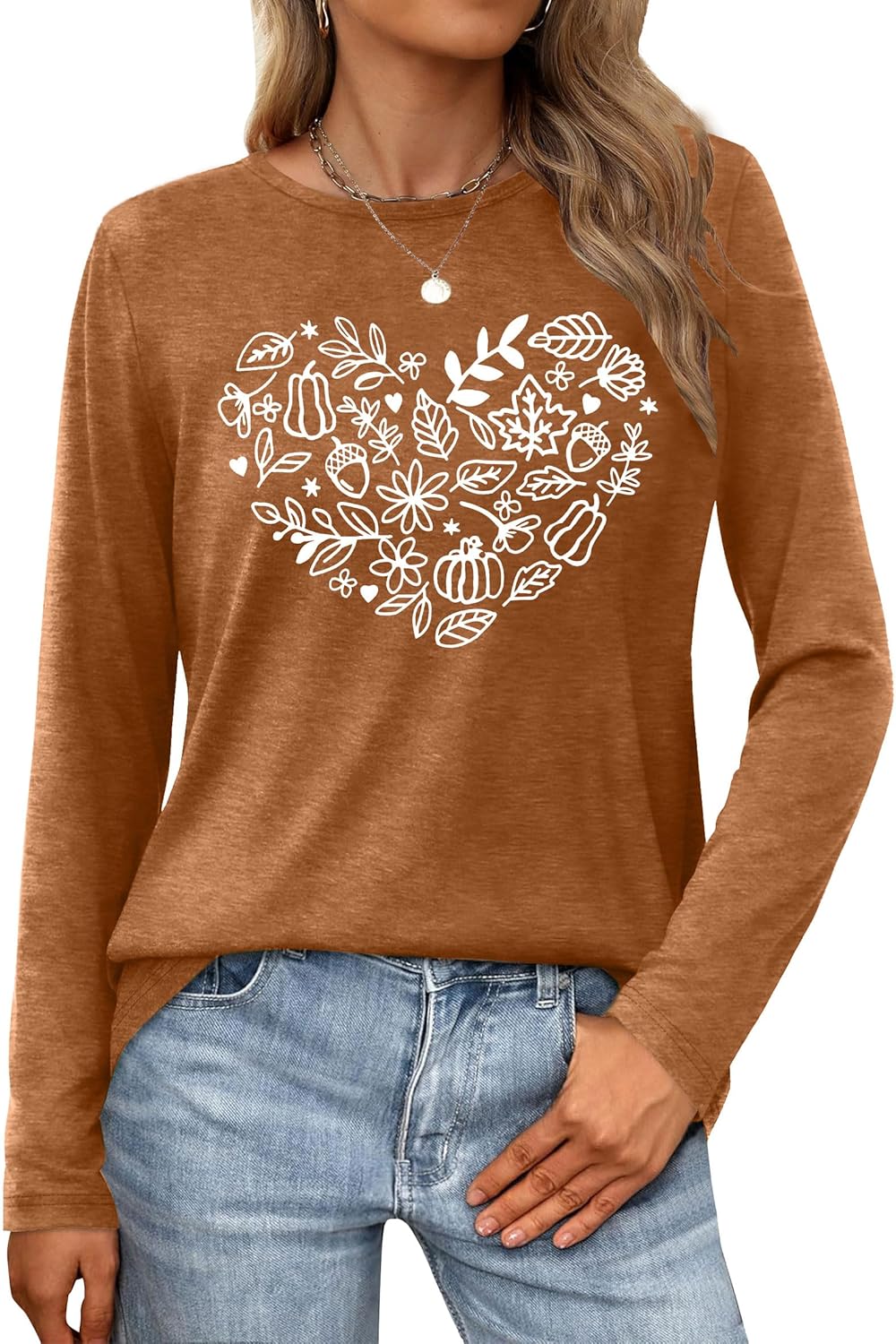 Halloween Long Sleeve for Women Pumpkin Graphic Shirts Fall T-Shirt Thanksgiving Gift Tee Top - Image 2