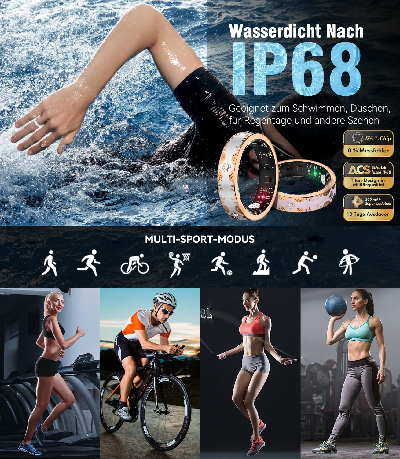 2026 TOP 1 9.0 Smart Ring e custodia di ricarica. 【Industry First – 0 errore di misurazione】【IP68 impermeabile】 Anello intelligente da uomo e da donna per monitoraggio del sonno, dispositivo