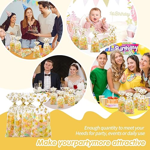 Miniatura 4 de COQOFA 100 bolsas de regalo mixtas de celofán de 5 x 11 pulgadas, bolsas de regalo de fiesta, bolsas transparentes para galletas, bolsas de plástico