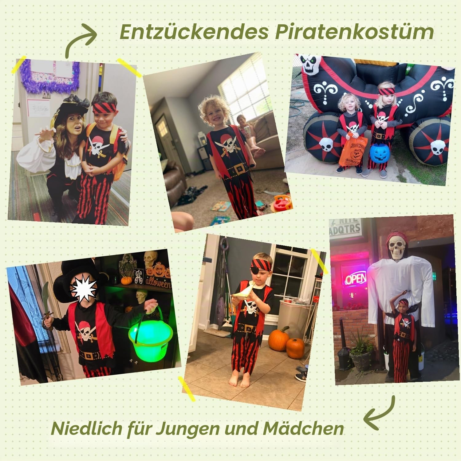 Sincere Party Aufrichtige Partei Piratenkostüm für Kinder, Piraten-Rollenspiel-Kits Für Kinder 3-4, 5-6, 7-8, 8-10