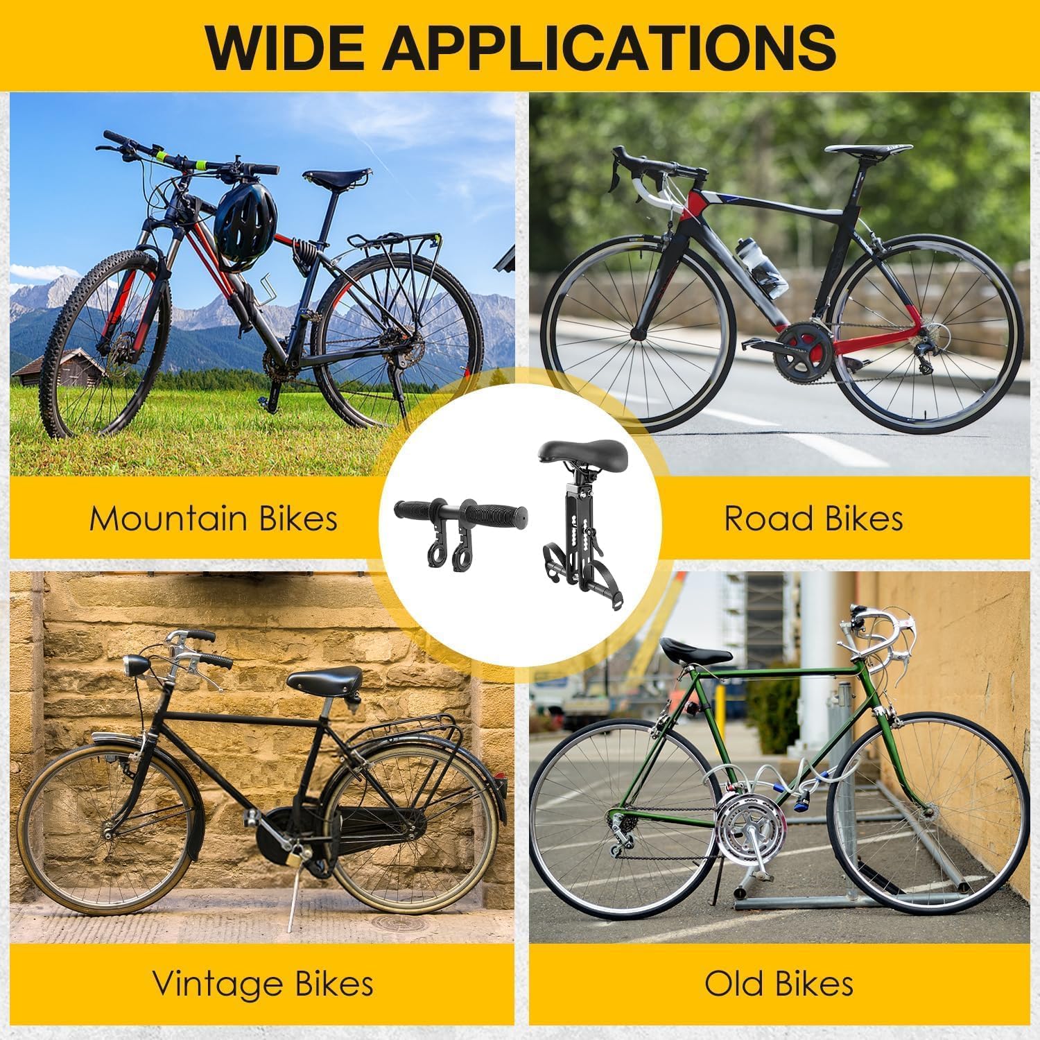 Seggiolino per mountain bike, Seggiolini Bici Anteriore con Manubrio e Pedali, Seggiolino Bicicletta Anteriore Portatile Rimovibile per Bambini di 2 e 6 Anni (Fino a 27KG)