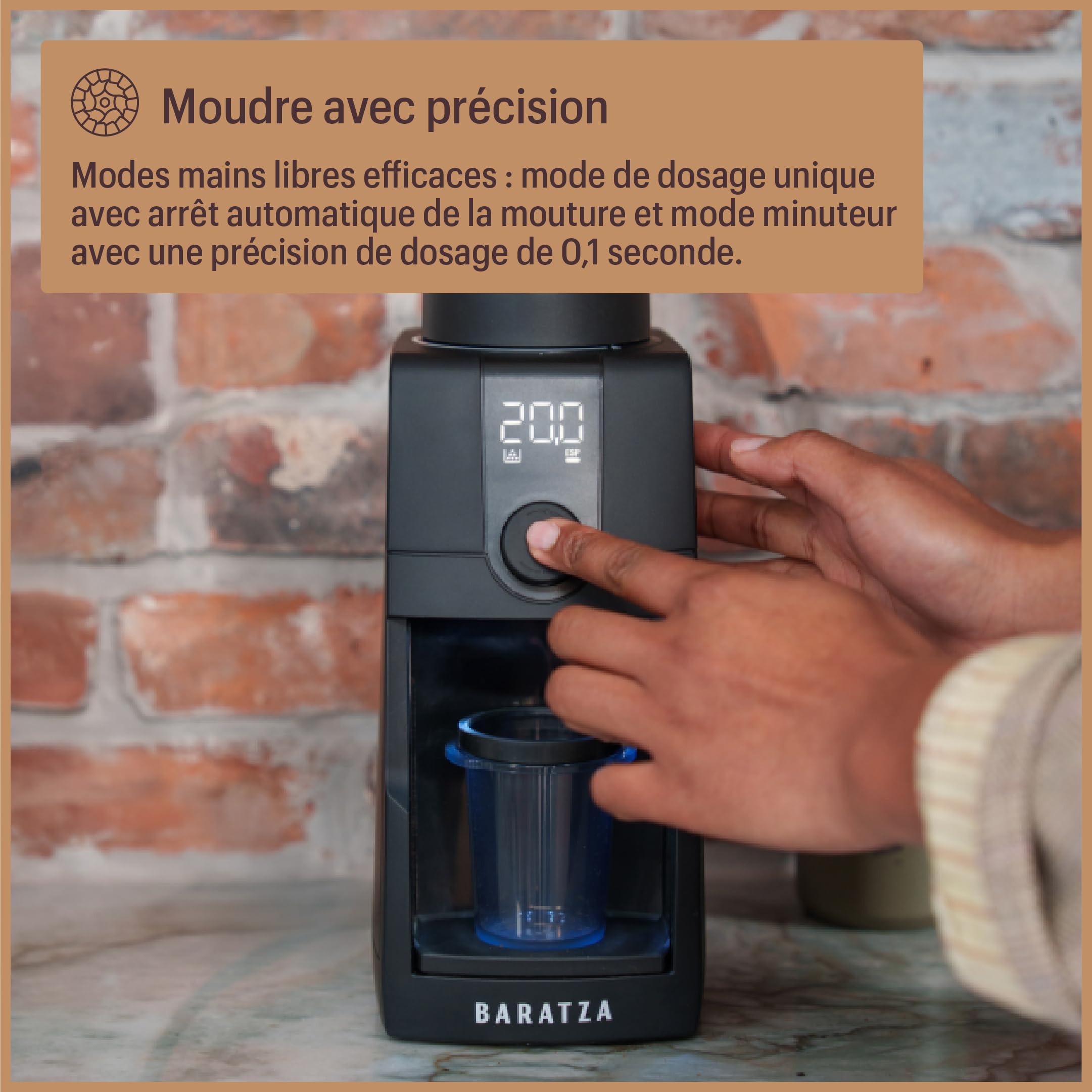 Baratza Encore ESP Pro Moulin à Café | Réglage en Continu, Technologie Antistatique, 2 Modes de Dosage, Trémie de 300 g, Meules Coniques de 40 mm, Facile à Nettoyer