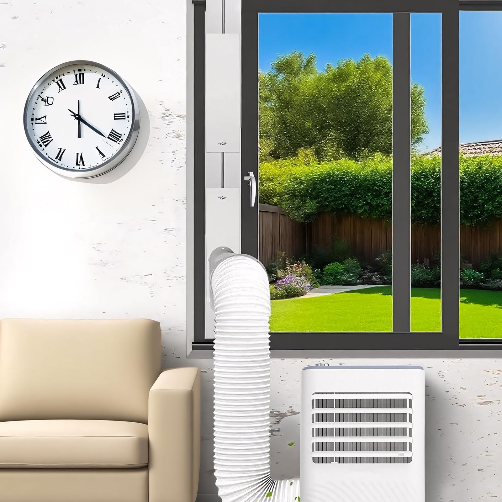 Fensterabdichtung Für Mobile Klimageräte, 3 Stück Klimaanlage Fensterabdichtung Rolladen Mit 150mm Klimaanlage Schlauch Adapter, Abluftschlauch Fensterdurchführung, Kein Bohren(A)