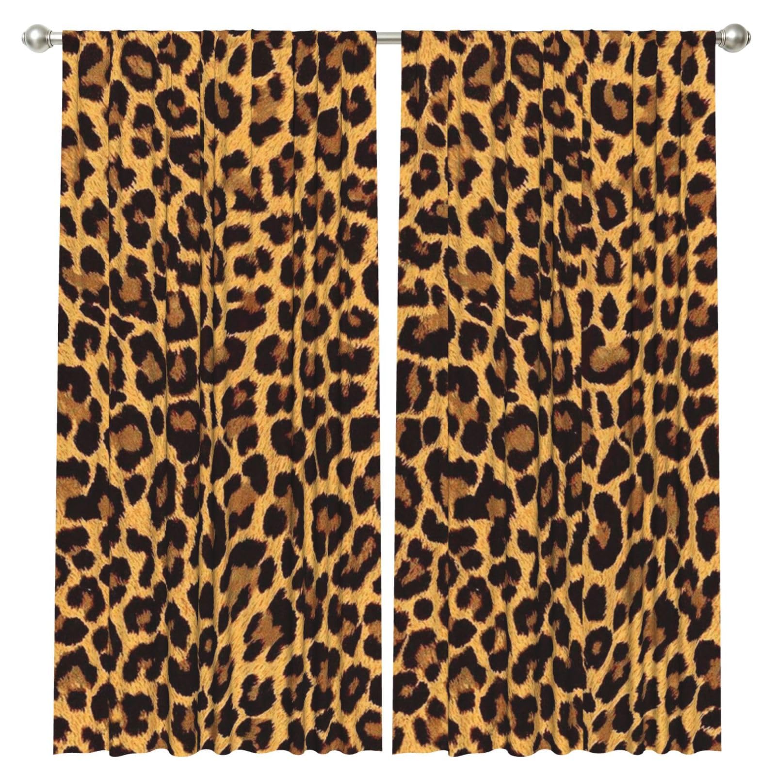 InOmak Leopard Print, 2 Panels Window Curtains 52 x 84 Inch Blackout Curtains for Living Room Bedroom