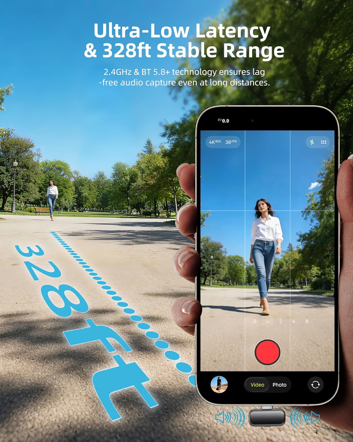 Mini Wireless Lavalier Microphone for iPhone Android Camera, Dual Channel Wireless Microphones with AI Noise Cancellation, 328ft Range, 36H Battery Case, Type-C, Lightning & USB Plug & Play - Image 8