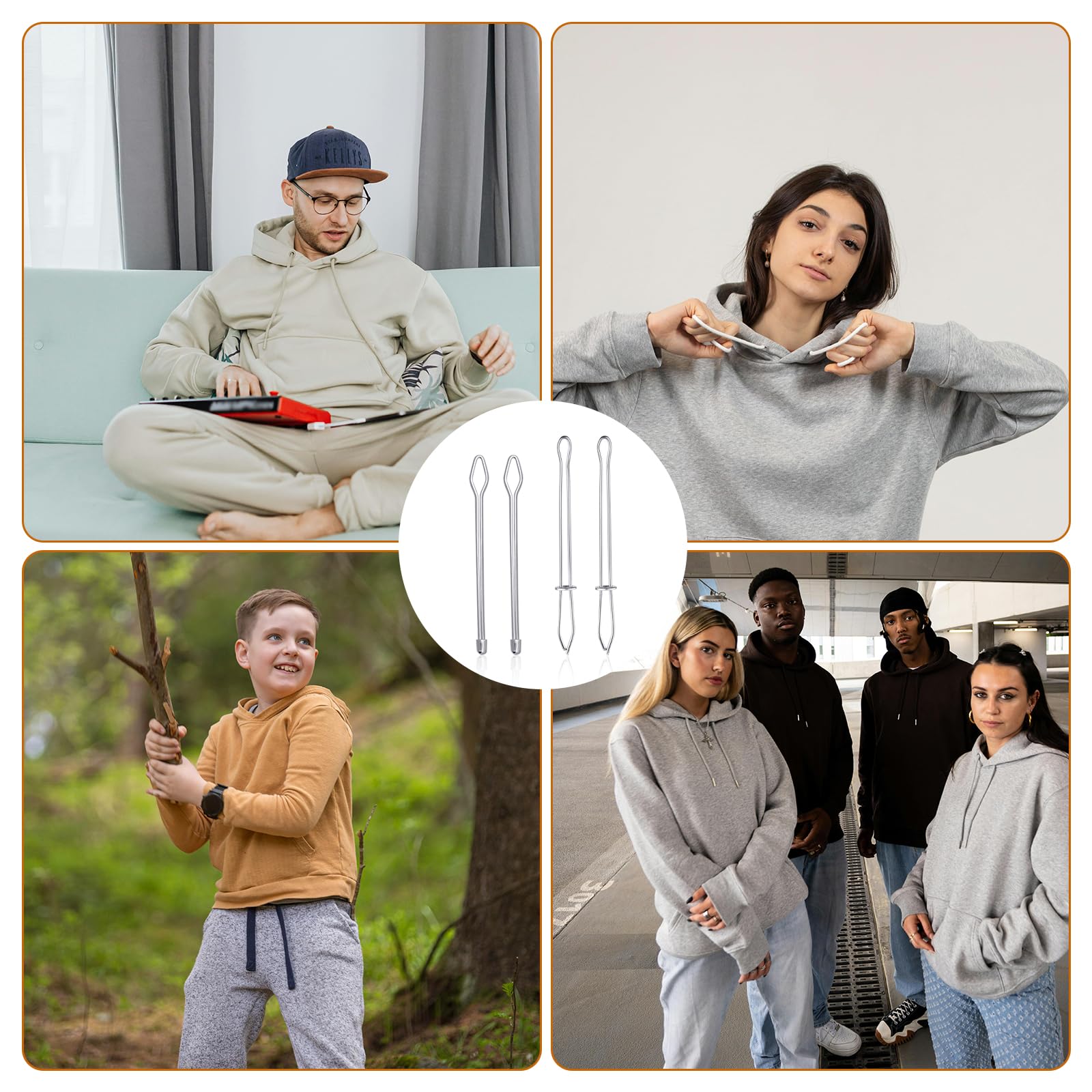 12-Piece Stainless Steel Drawstring Threader Set - Elastic Cord Puller For Hoodies & Pants