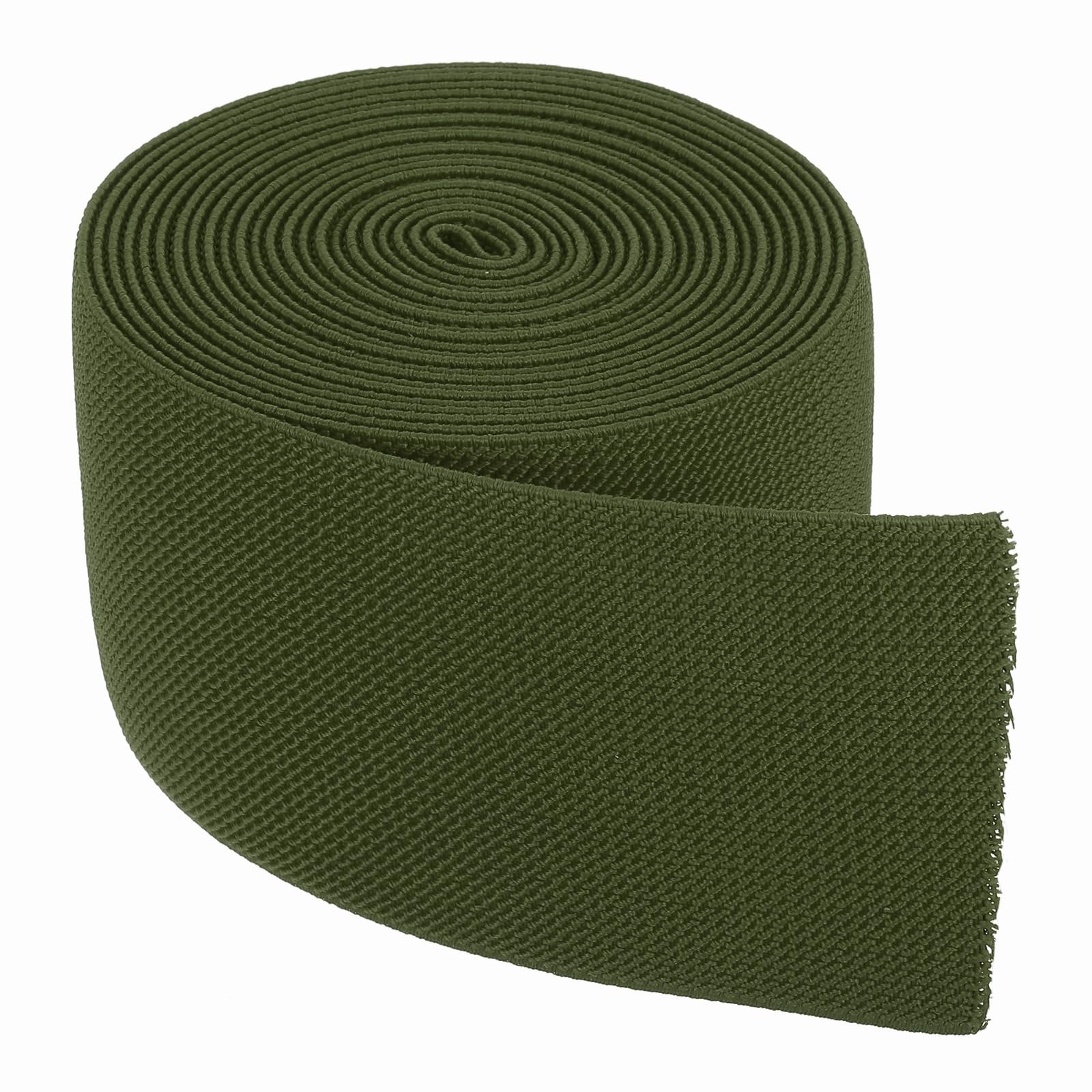 sourcing map Elastic Bands for Sewing 7.5cm x 4.6m Olive Green Knit Elastic Spool High Elasticity for Wigs, Waistband, Pants, Craft DIY Projects