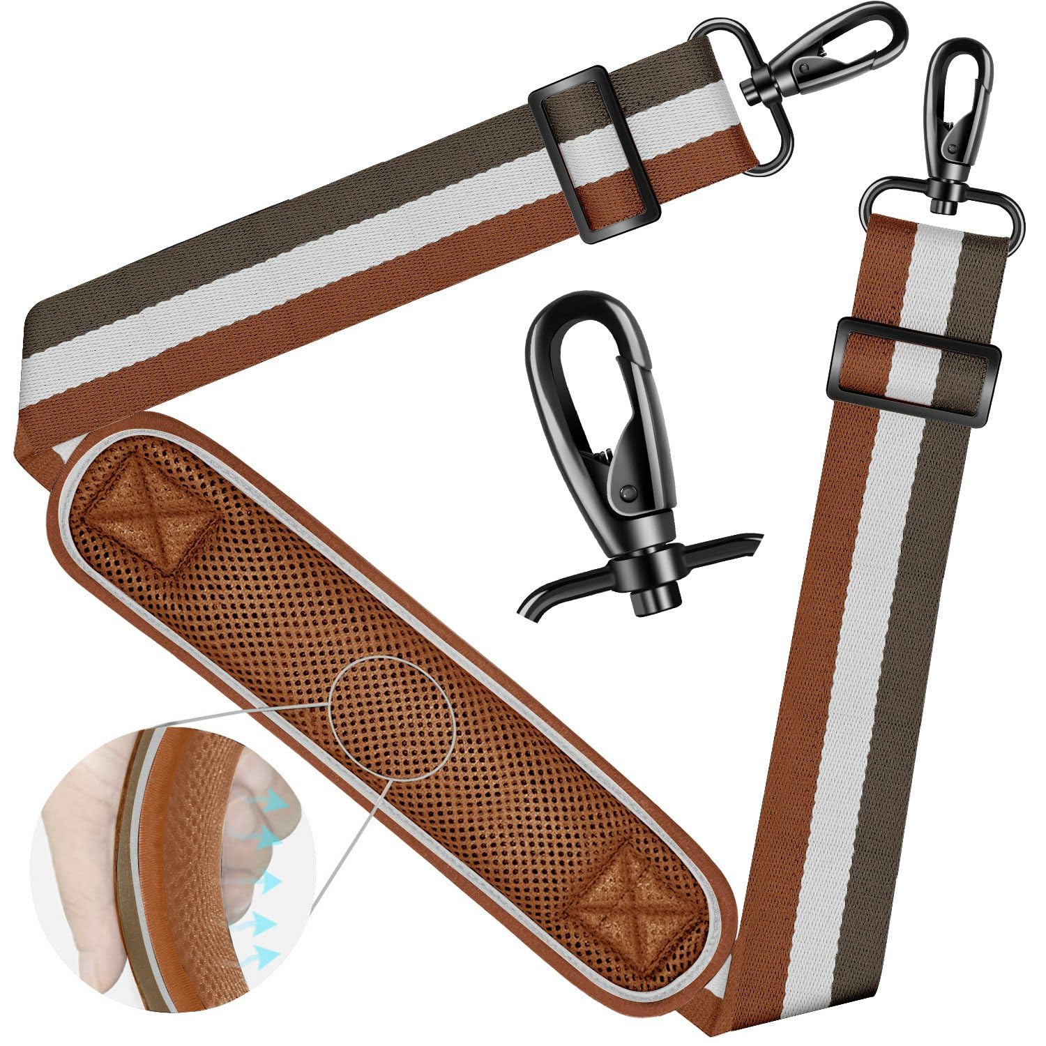 ZINZ Shoulder Strap - 59 Inch Universal Heavy-duty Adjustable Strap with Ultra-thick Fixed Breathable Pad for Laptop, Gym, Camera Bag and More -