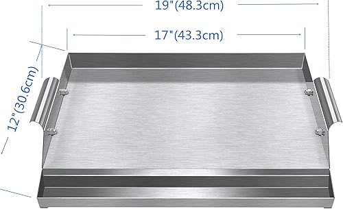 Miniatura 4 de Parrilla de acero inoxidable (17 x 12 pulgadas) para barbacoaparrillas de gas para freír placa superior plana incluso calefacción para cocinar en