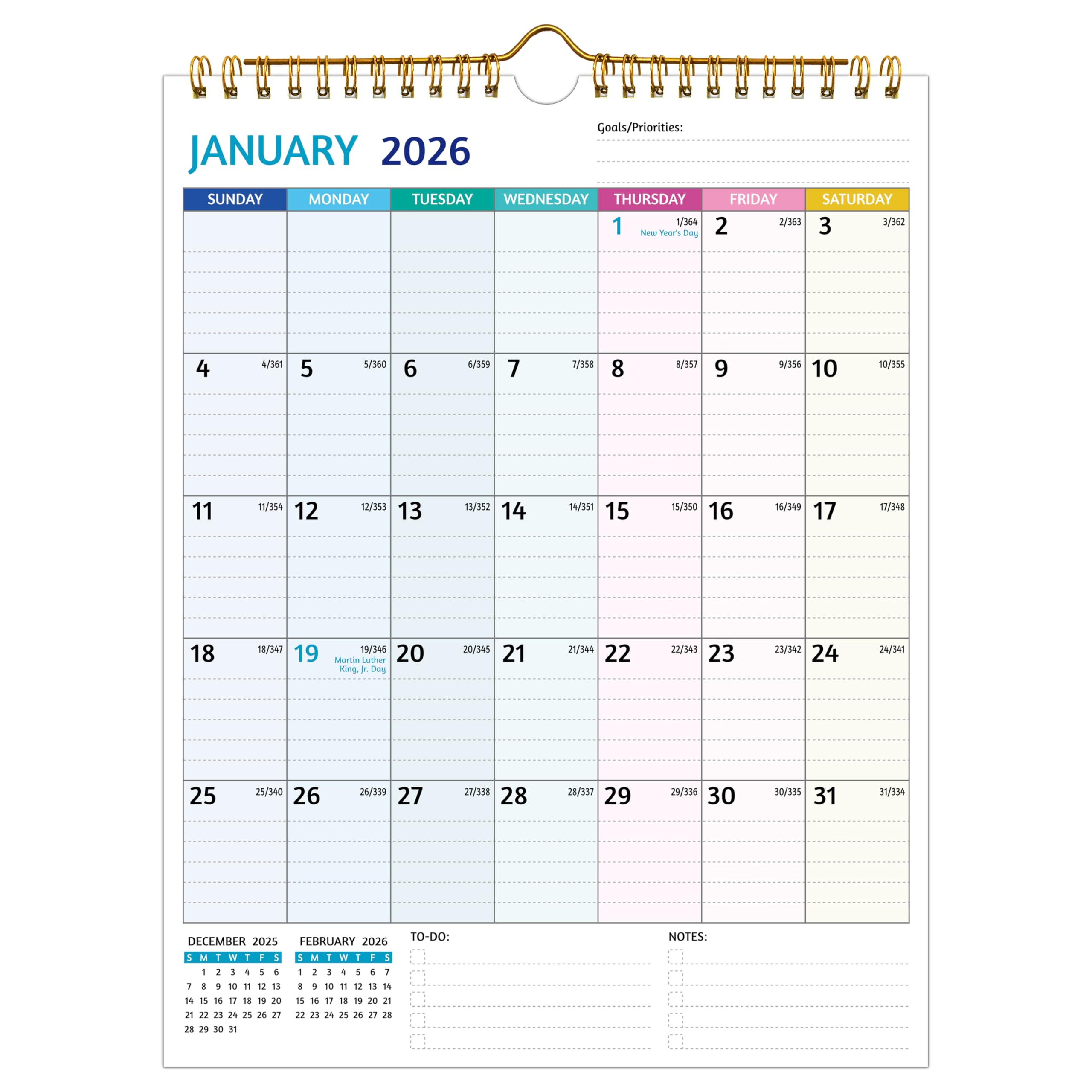 Wall Calendar 2025-2026 – Use Now to Dec 2026, 20 Monthly Calendar 2025-2026 for Wall, 8.5 x 11 In, 2026 Small Calendar, Ruled Blocks, Thick Paper, Holidays, To-do ＆ Notes, Great for Organizing