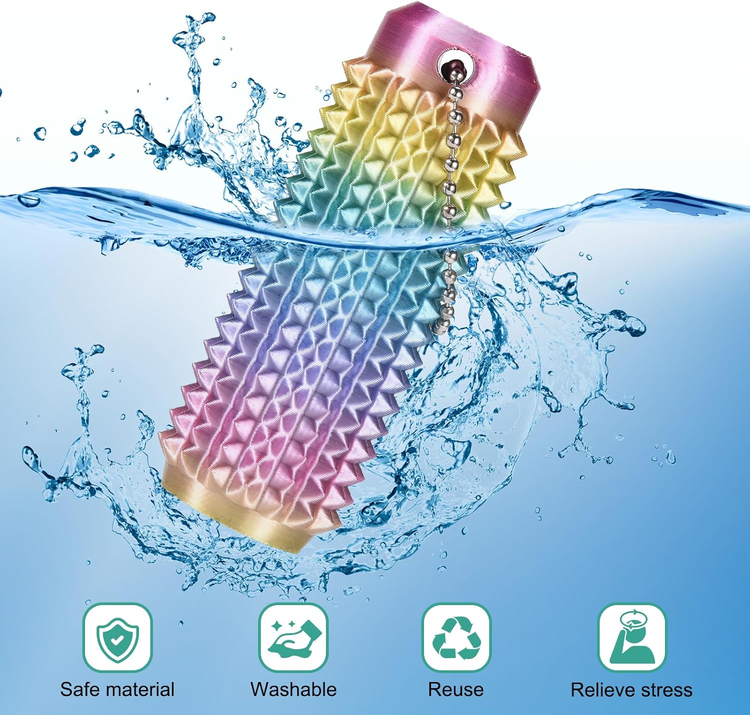 Little Ouchies Fidget 3D Printed Keychain Sensory Toy Spiky Grippie Stim Keychain for Anxiety Relief Positive, Novelty Gifts for Friends Office Workers (MINI+Red Blue)