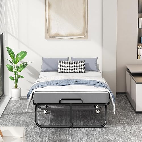 Miniatura 9 de INTERGREAT Cama plegable con colchón, colchón de espuma viscoelástica de 75 x 31 pulgadas de grosor, camas portátiles de tamaño cuna para adultos,