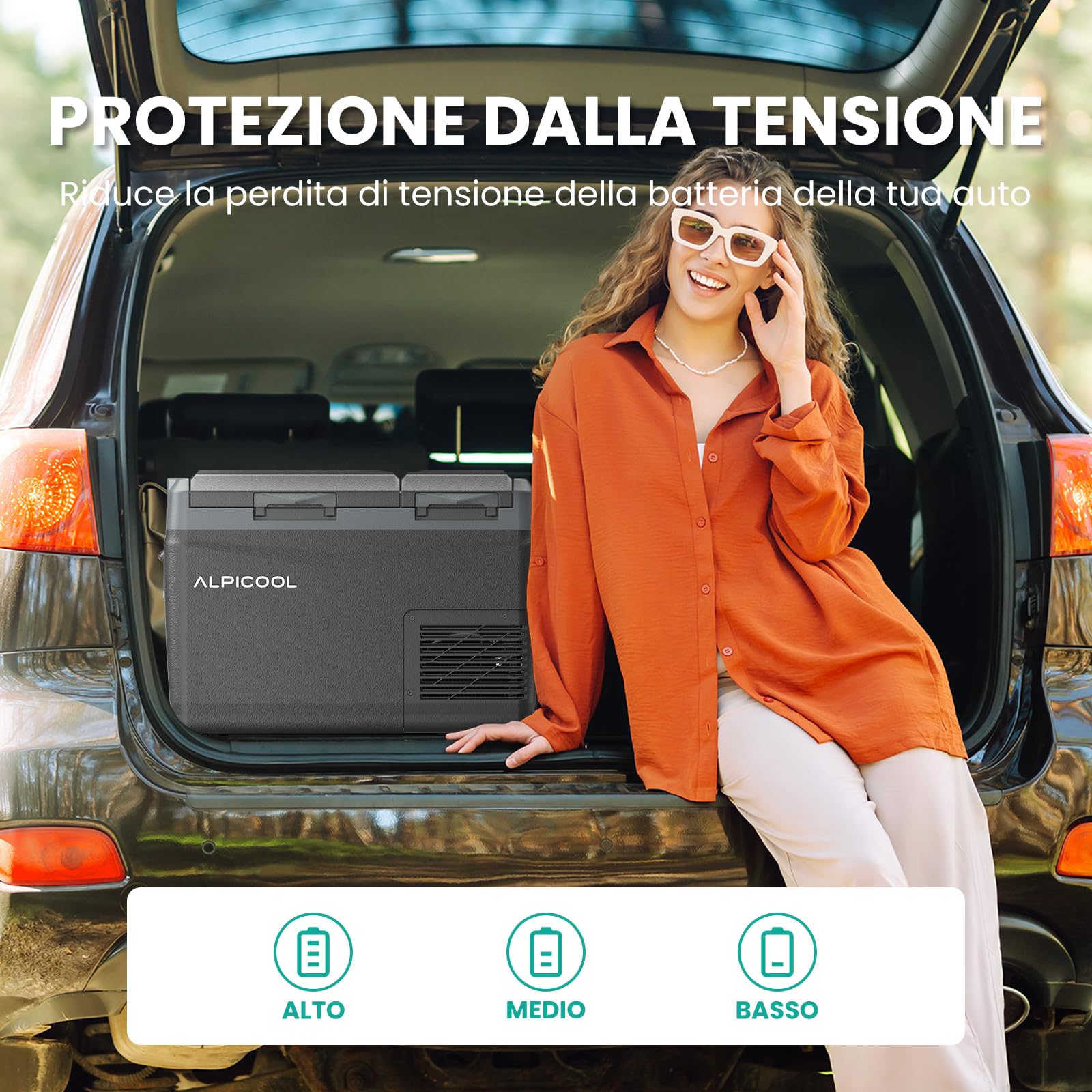 Alpicool KLS38 Frigo per Auto 31L con APP, 2026 Doppia Zona Frigorifero Portatile Elettrico 12/24V DC 100~240 V AC,Frigo Portatile per Camion Viaggio Picnic,-20℃-20 ℃,con Scomparto Ghiaccio,Nera