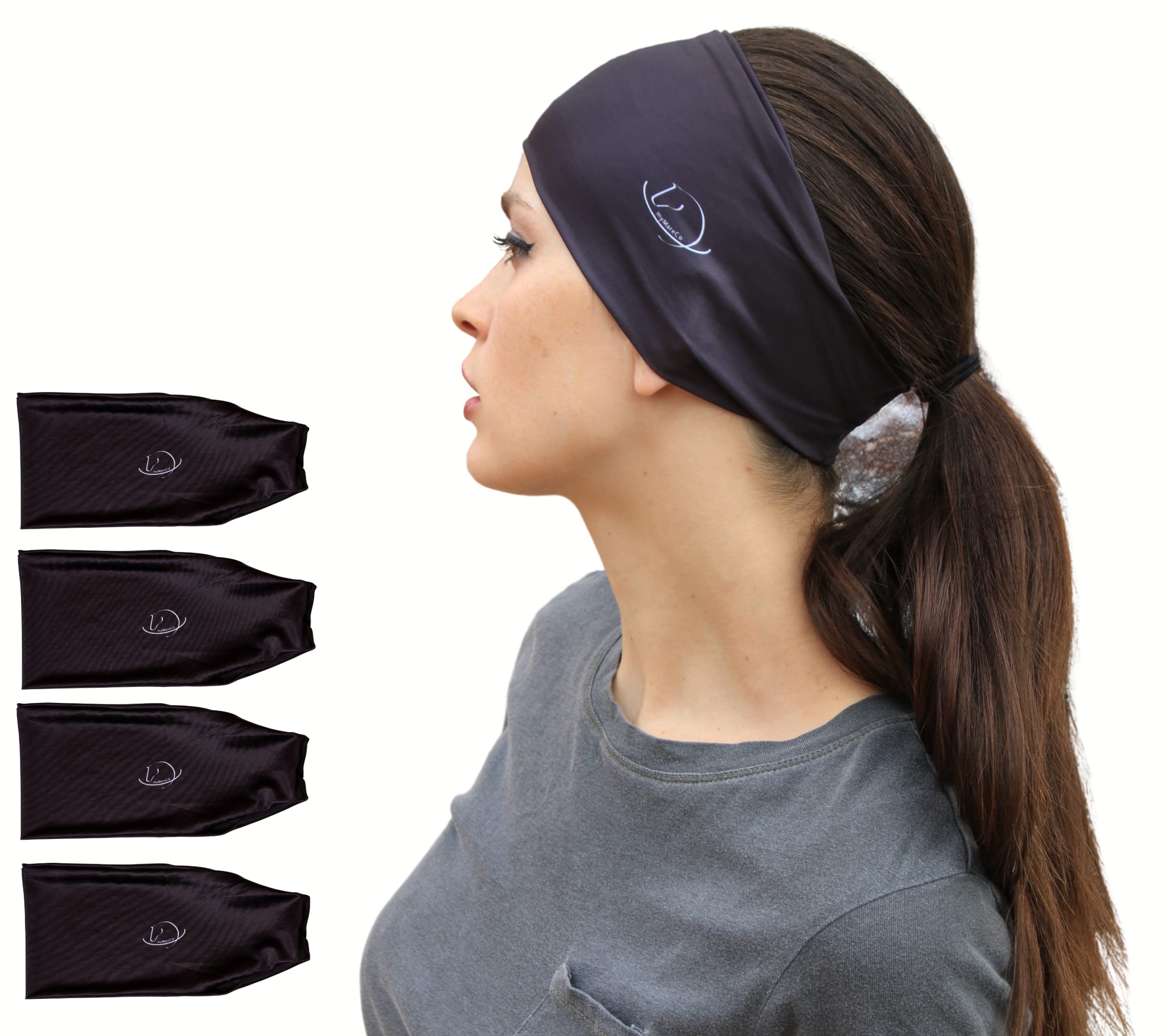 Equestrian Headbands for Women, Under Riding Helmet Bands, Sportswear Wide Hair Wrap Suitable for Use with Bike Helmets, Yoga & Hiking