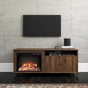 Ameriwood Home Farnsworth Fireplace TV Stand for TVs up to 65, Walnut