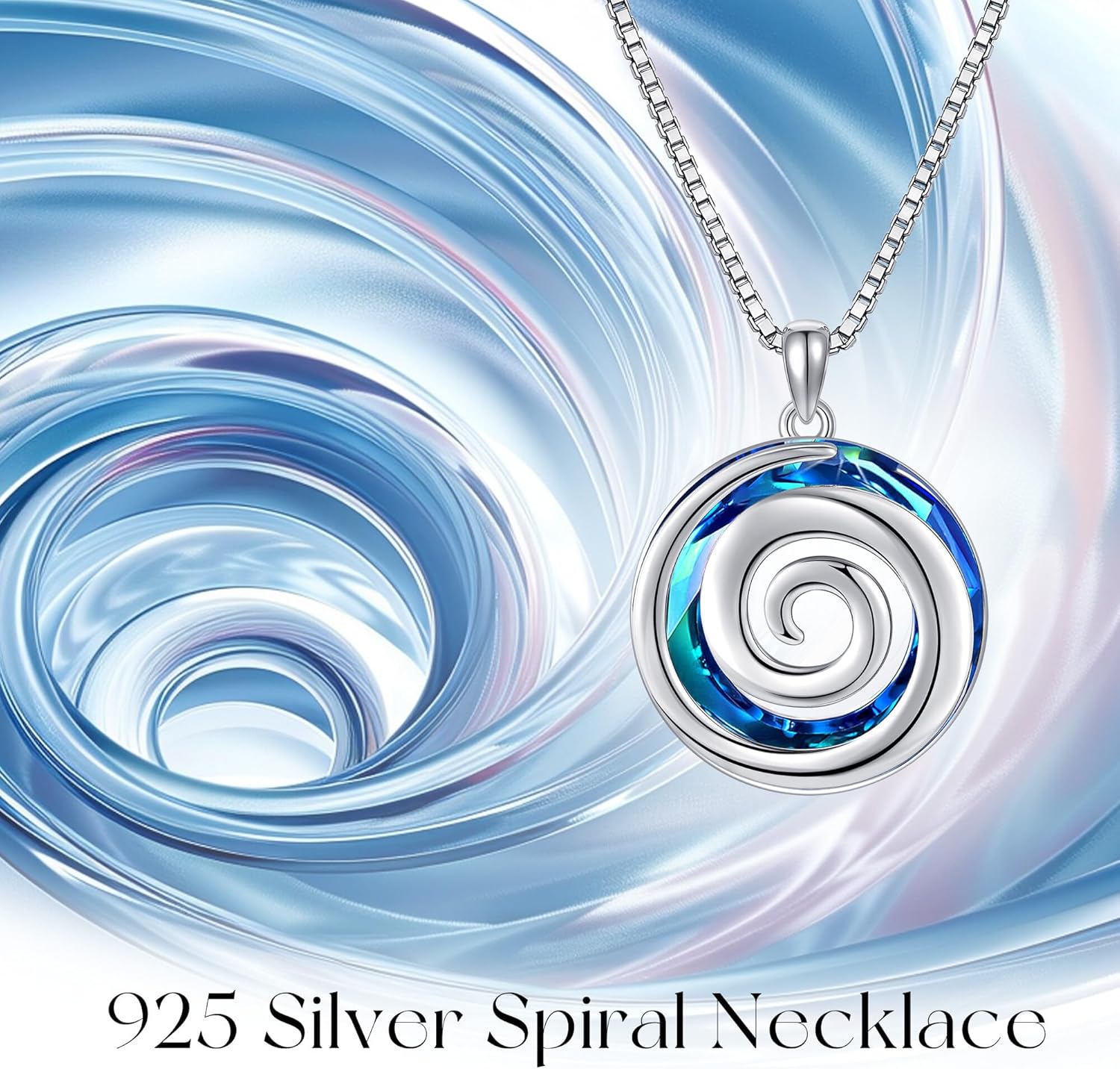 Spiral Necklace 925 Sterling Silver Crystal Swirl necklace for Women Spiral Jewelry Gift for Women - Image 6