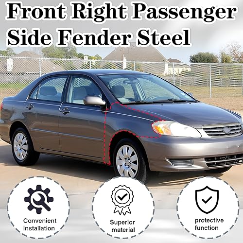 Miniatura 3 de Piezas de repuesto de acero delantero derecho del lado del pasajero compatible con Toyota Corolla 2003 2004 2005 2006 2007 2008 Sedan S XRS