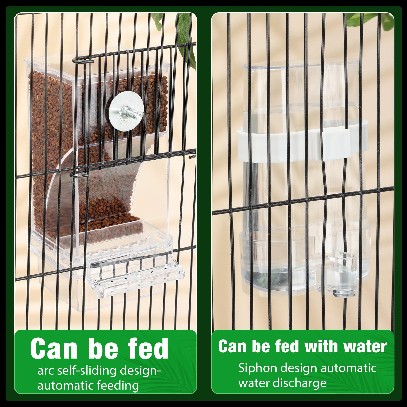 Yaomiao 8 Pcs No Mess Small Bird Feeders with 4 Pcs Cage Perch Automatic Drinker Parakeet Seed Dispenser Quail Feeder and Watered Cage Accessories for Small Birds Parrot Cockatoo Canary(Clear) - image 5