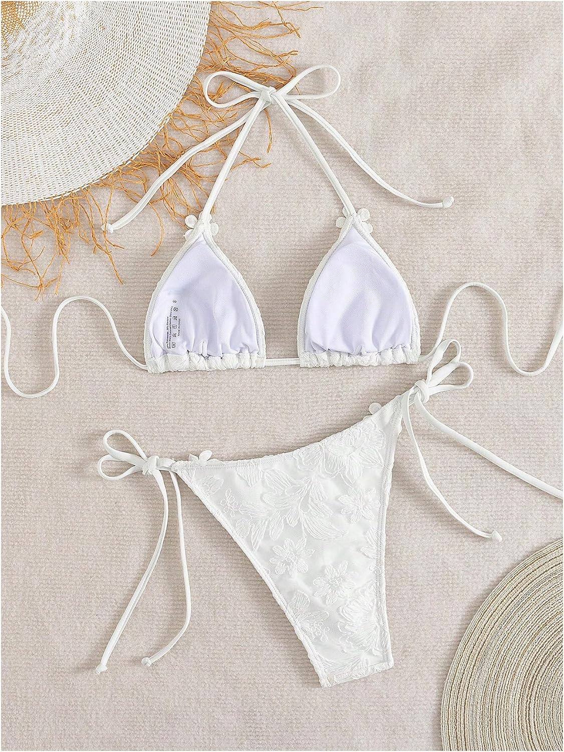 SOLY HUX Women's Floral Swimsuit Halter Triangle Tie Side String Bikini Set Summer Two Piece Bathing Suit Beachwear