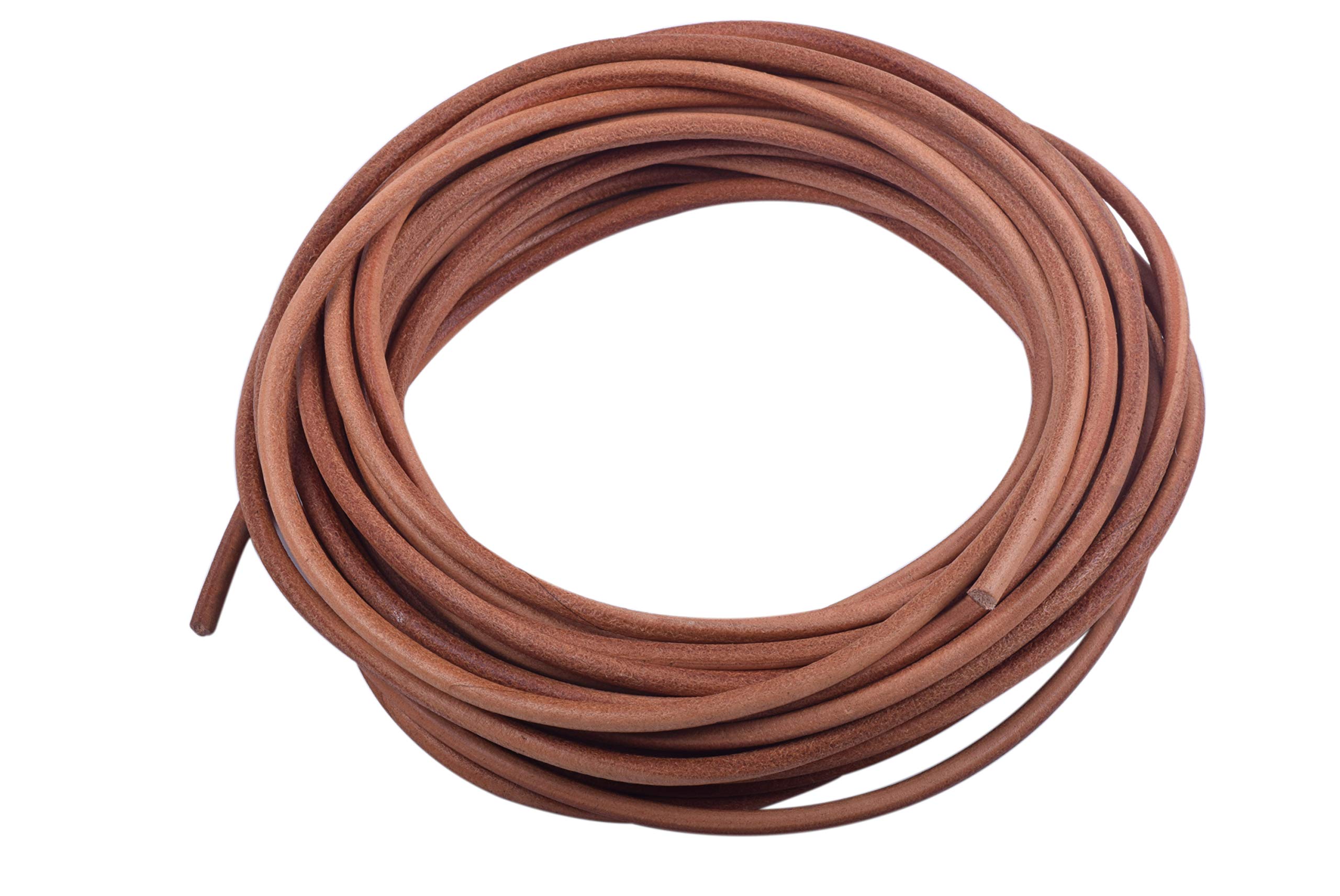 Konmay Natural 9.1 Meters 3.0Mm Dark Round Real Leather Cord For Jewellery Making And Crafting