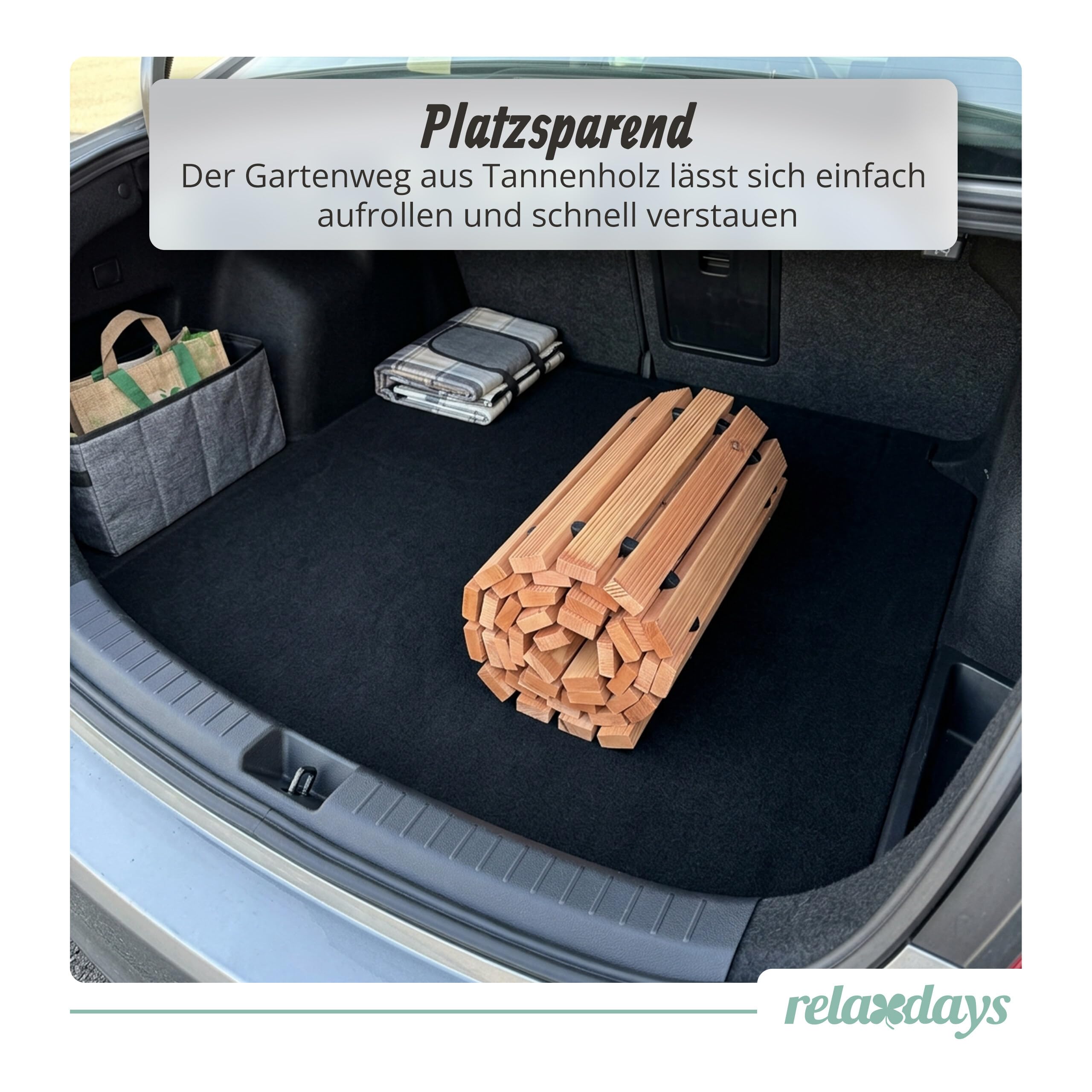 Relaxdays Rollweg Holz, Gartenweg rollbar, Holzweg Rasen, Pool & Strand, rutschfest, HBT: 2x245x55 cm, Gartenpfad, Natur