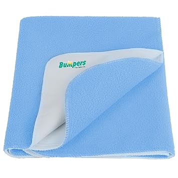 Bumpers The Baby Co Waterproof Interlock Quick Dry Sheet for Baby| Bed Pad Extra Absorbent Washable Matress Protector| Baby Bed Protector Sheet for Toddler Children (Sea Blue, Medium (100x70) - image, photos