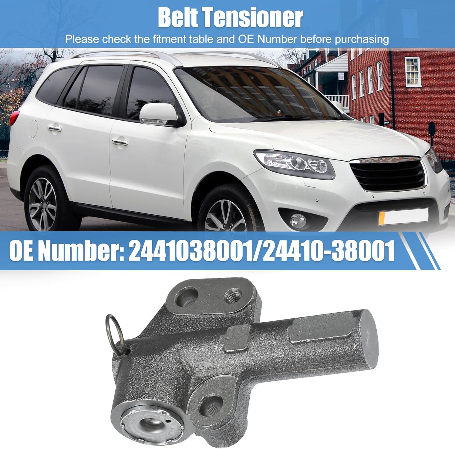 X AUTOHAUX Engine Timing Belt Hydraulic Tensioner Assembly No.2441038001 for Kia Optima 2.4L 01-06 for Hyundai Santa Fe Base 2.4L 02-04 for Hyundai Sonata Base 2.4L 99-04
