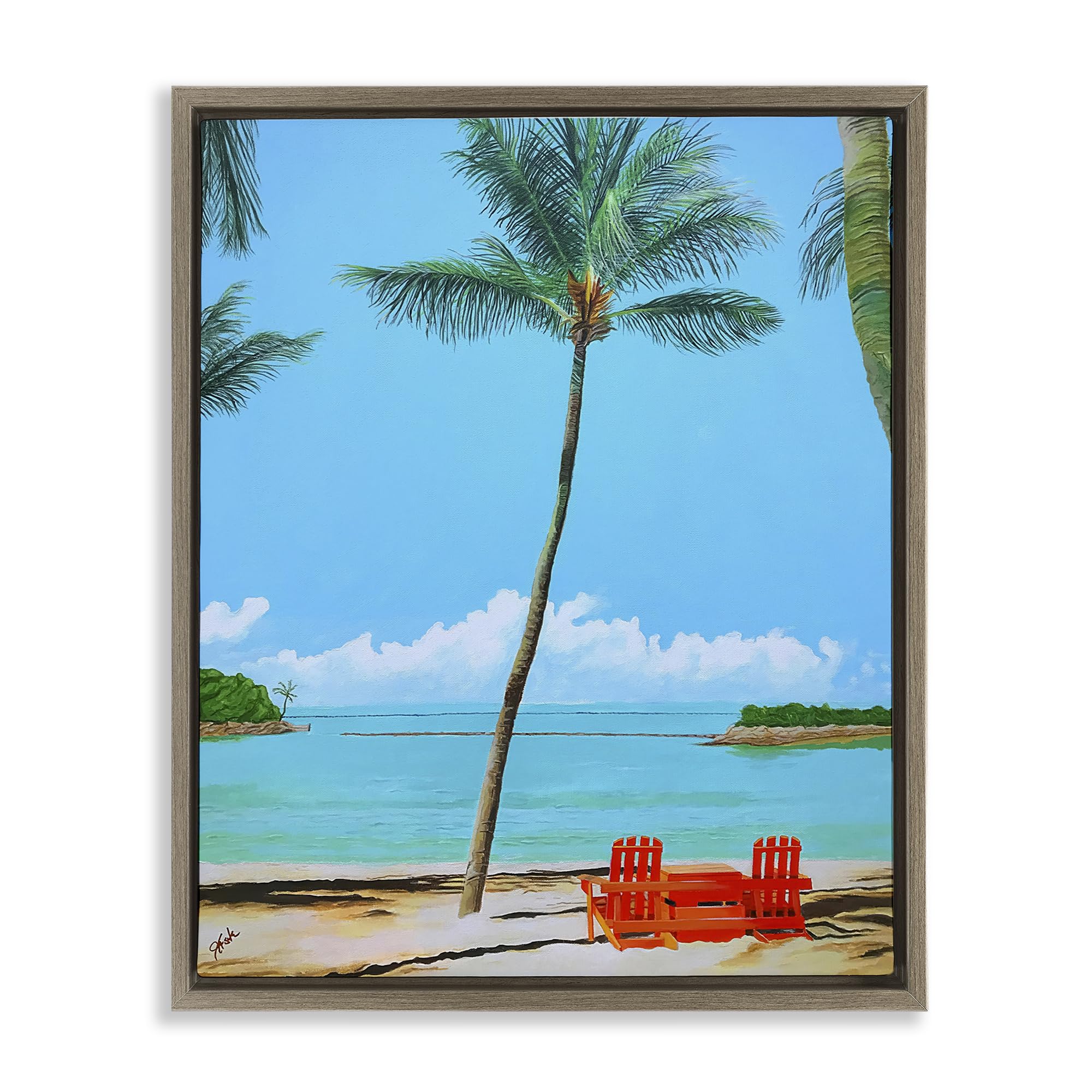 Stupell Industries 'Dreaming Of Palm Trees', Floating Frame Canvas Art, Brown, 25 x 31 Inches, Easy to Hang and Sturdy, Made in USA, by John Jaster