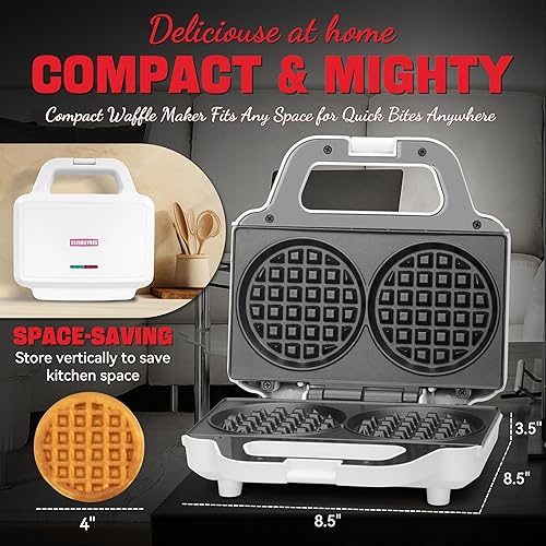 Miniatura 6 de Waflera Electrica - Mini máquina para hacer gofres doble de 4 pulgadas, waflera eléctrica, pequeña plancha para gofres para gofres, chaffles Keto,