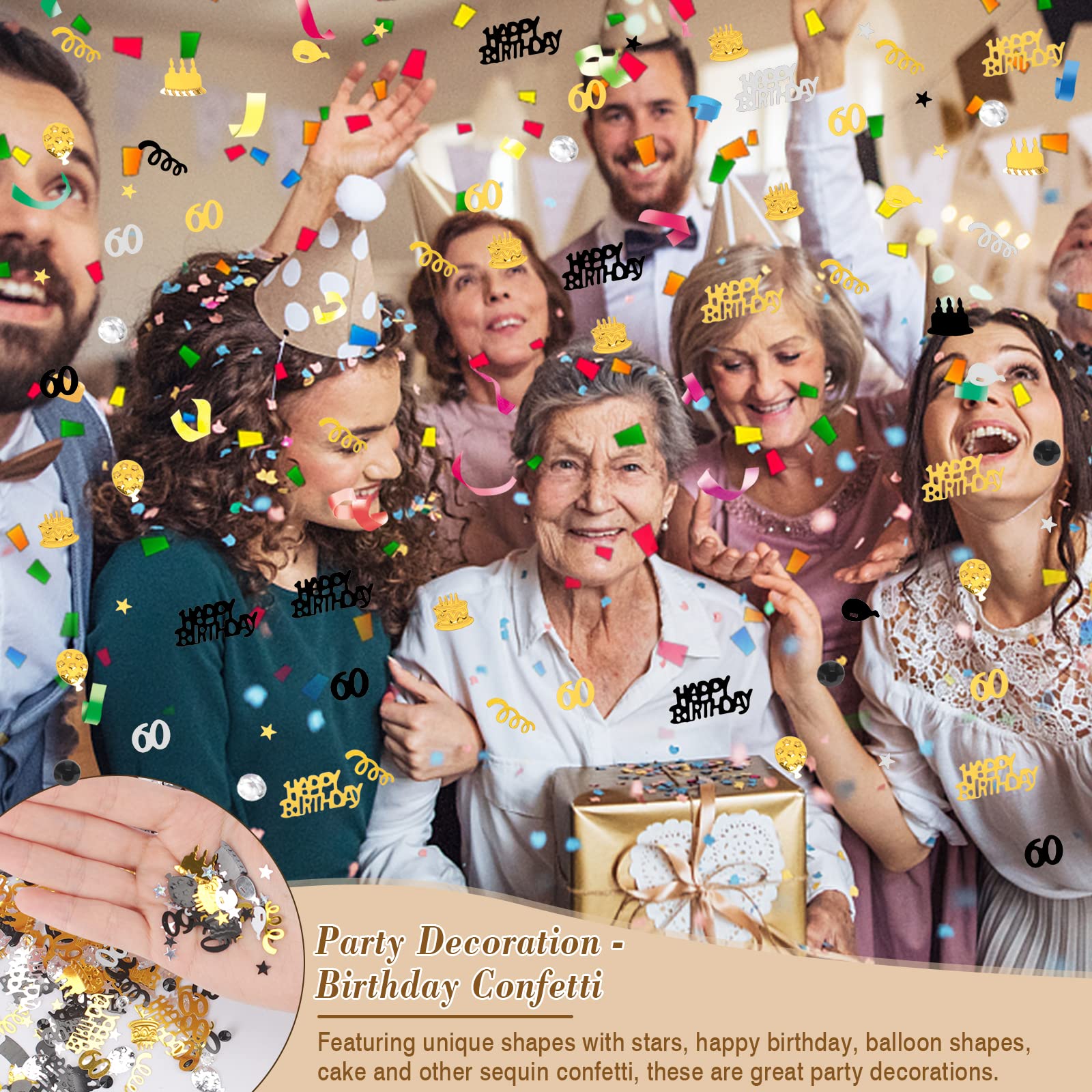 Lot De 12 Photophores Décoratifs De Table Pour 60 Ans,300 Pièces Confetti Vert,Happy Birthday Décoration De Table 60e Anniversaire Femmes, Happy 60th Birthday Décoration DeTable