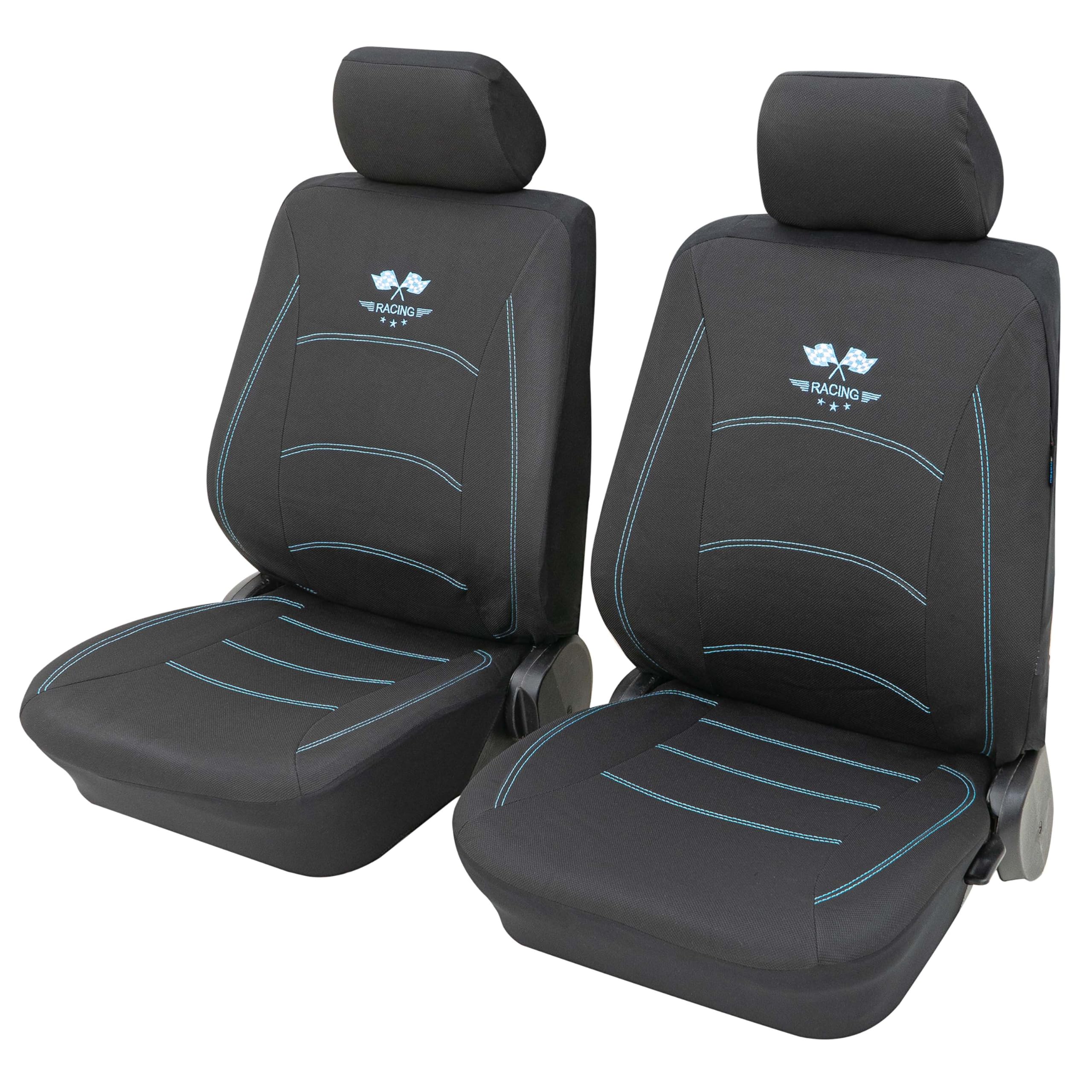 FH Group Volledige set kunstleren autostoelhoezen voor lage rugleuning voorstoelhoezen, airbag compatibel, split bank achterbank, universele pasvorm voor SUV, sedan, grijs