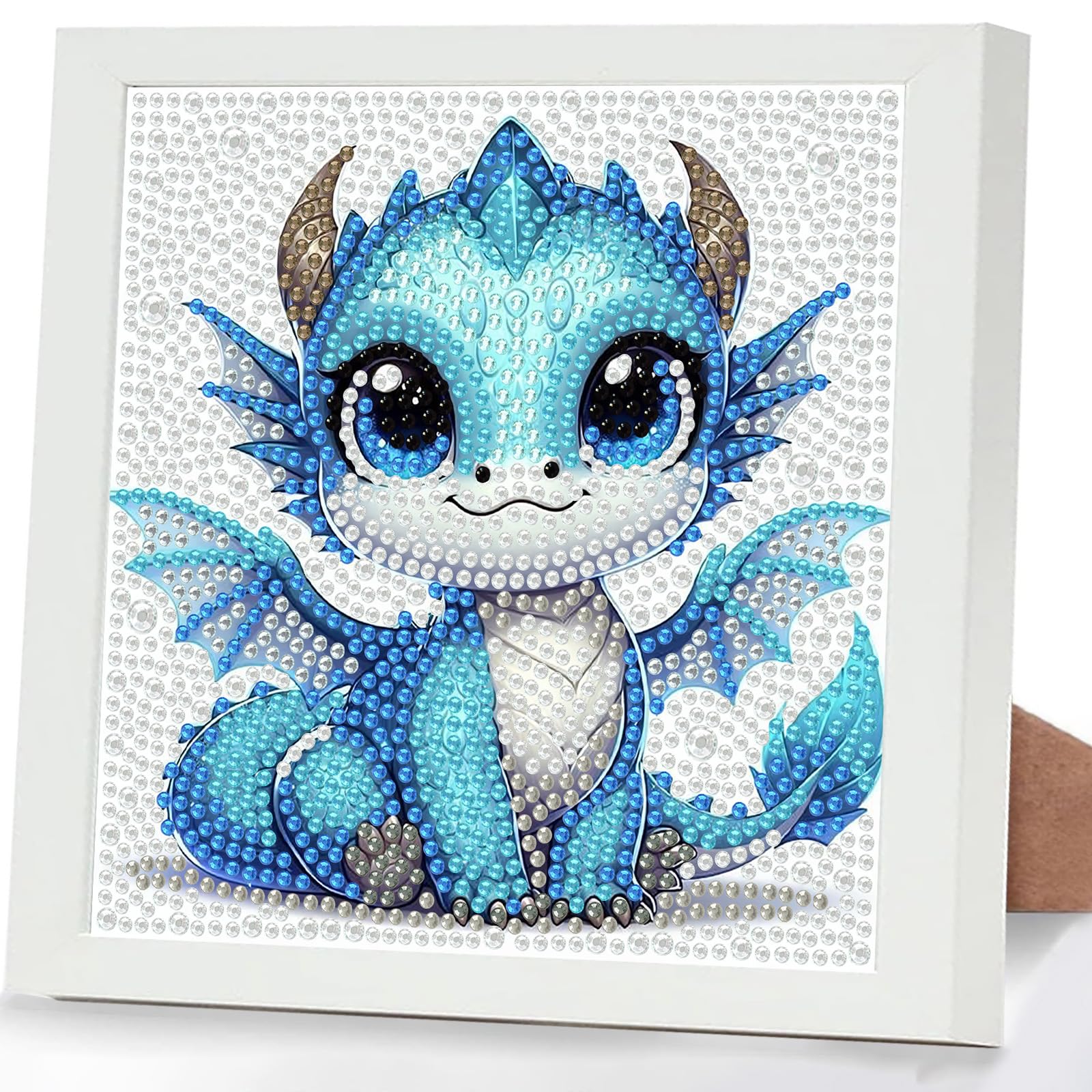GHHKUD Dragon Diamond Art Kits for Kids with Frame, Animal 5D Diamond Painting Kit for Kids Adults, Crystal Small Diamonds Gem Art Crafts Kits Gift for Girls Boys Children Ages 6-8-12(7x7inch) — image 1