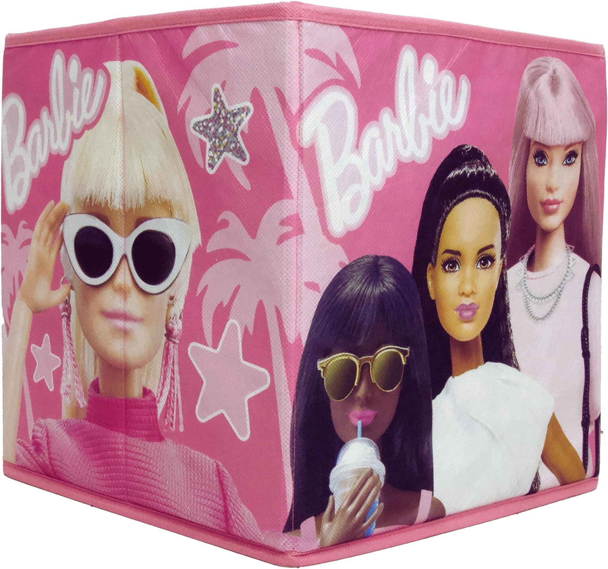 Character World Barbie Officially Licensed Storage Boxes | 2 pack Foldable Storage Cubes Shades Design | Perfect For Organising Children's Room, Kids Playroom