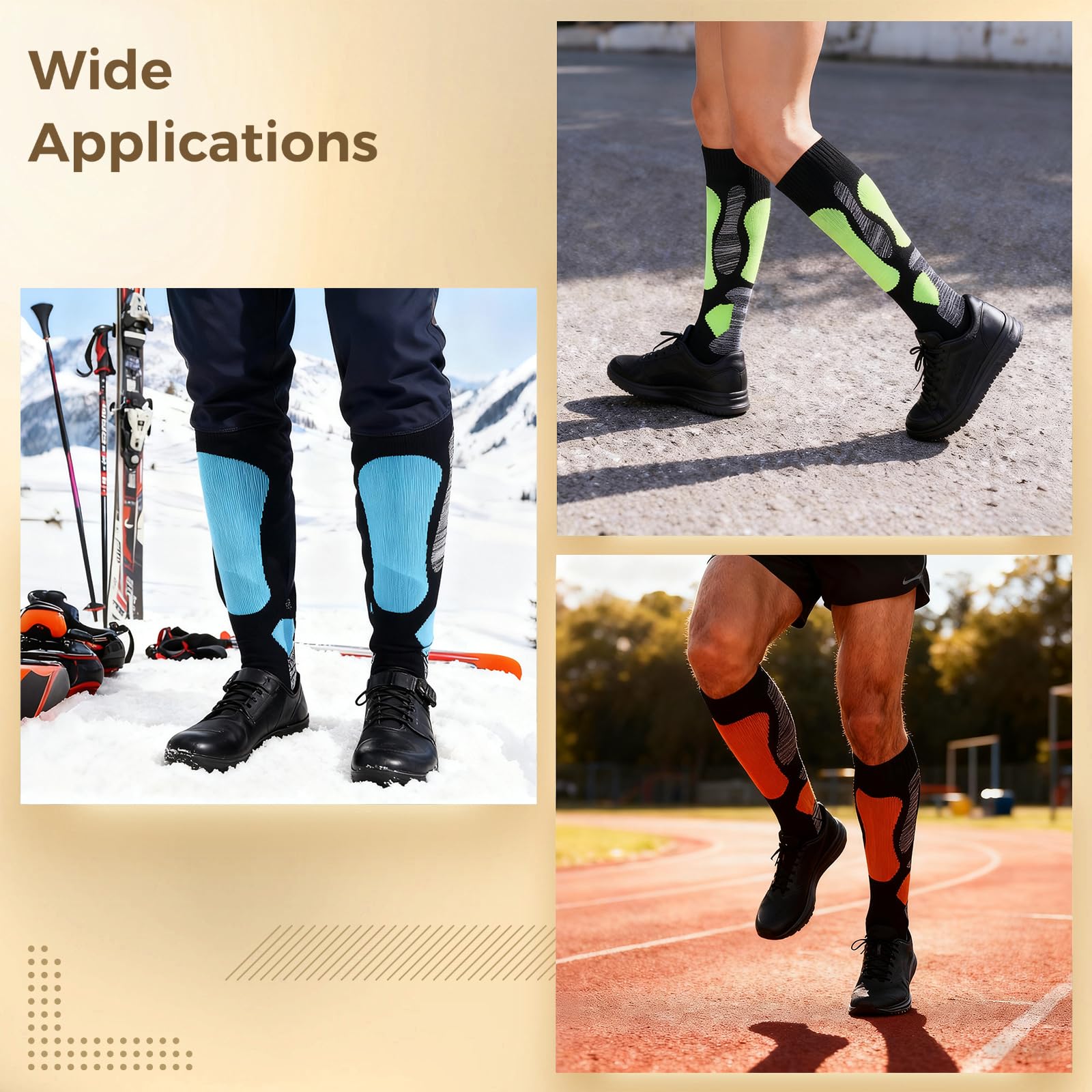 3 pares de calcetines de esquí de lana merino para mujer y hombre, calcetines térmicos hasta la rodilla, calcetines gruesos de senderismo, talla 22 cm