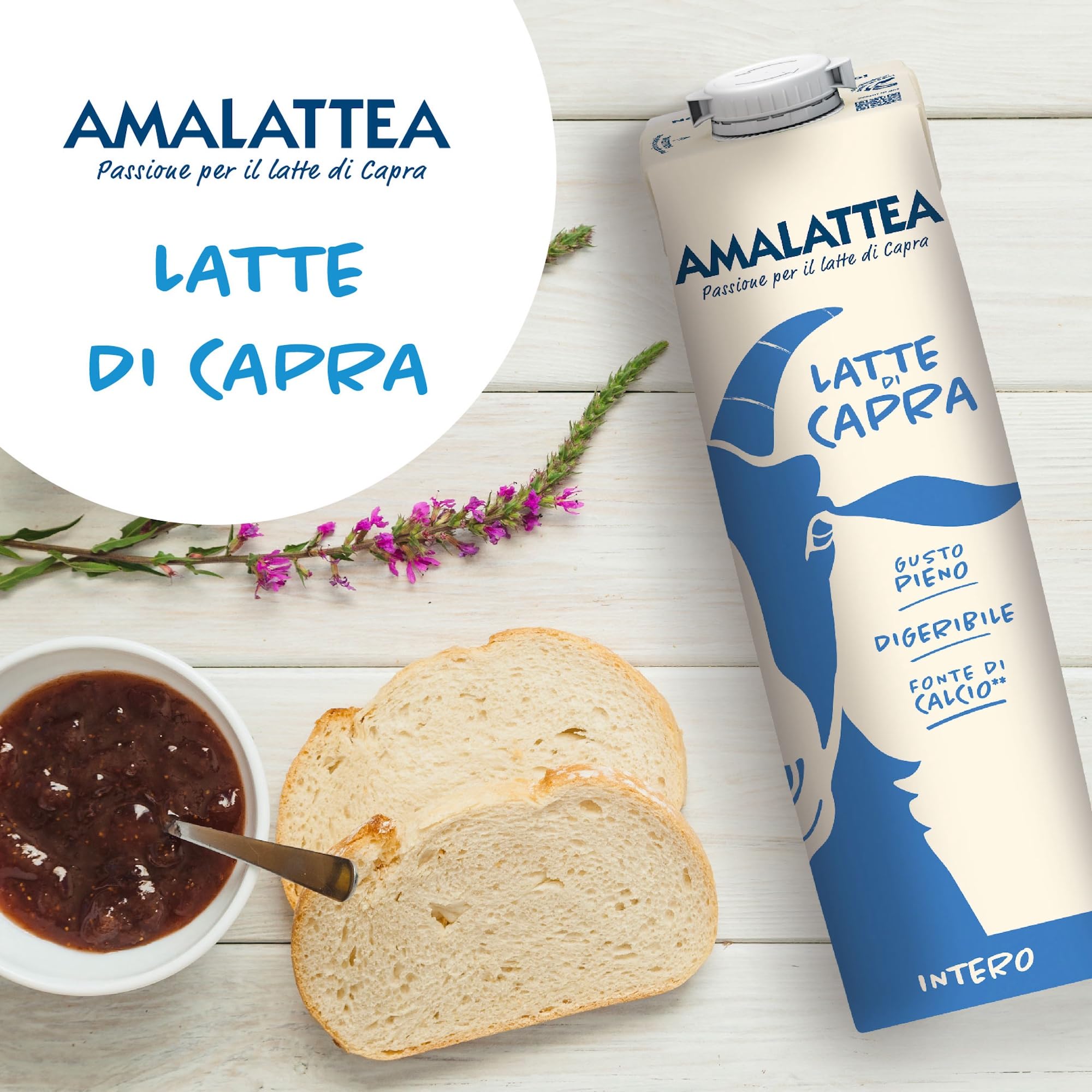 Granarolo, Latte di Capra Amalattea, 6 Confezioni di Latte Intero UHT da 1 lt, Dal Gusto Pieno, Ricca Fonte di Calcio