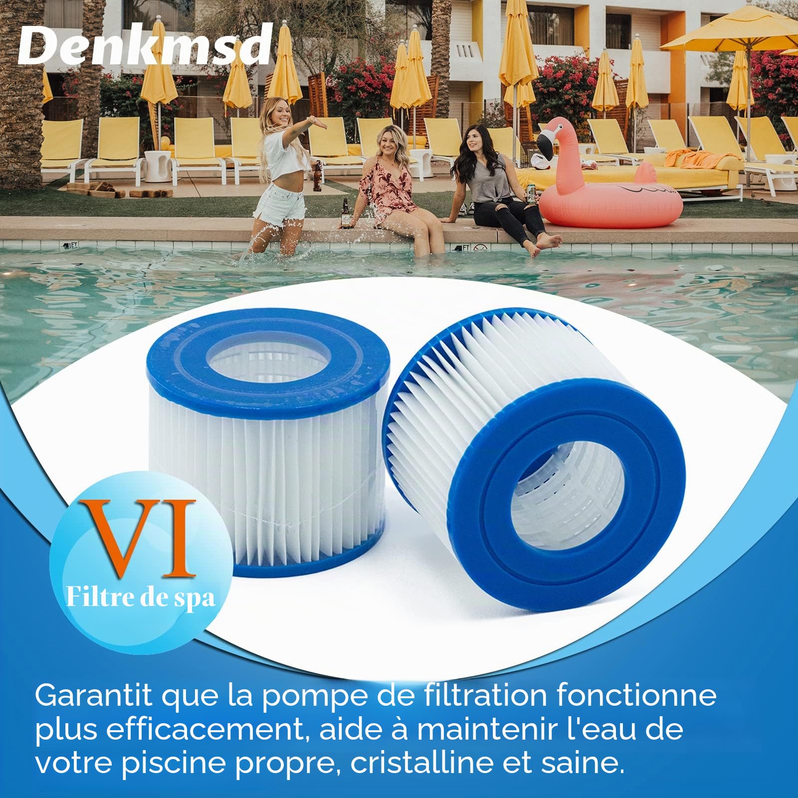 Filtre VI Cartouche pour Bestway Spa, Cartouches Filtrantes Rechange pour Miami Vegas Monaco BW58323, pour Bestway 58239 (8 pièces)