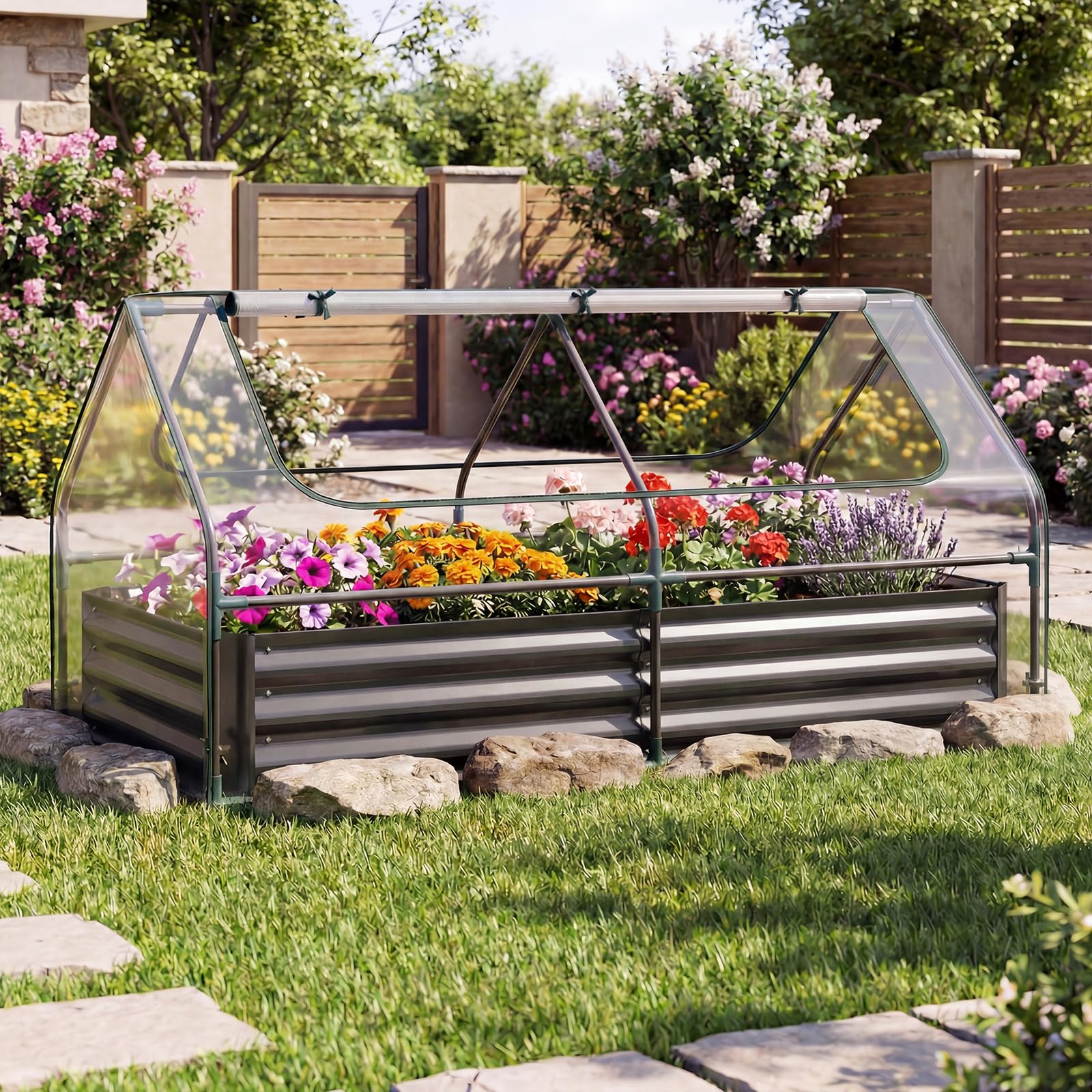S AFSTAR Raised Garden Bed with Cover